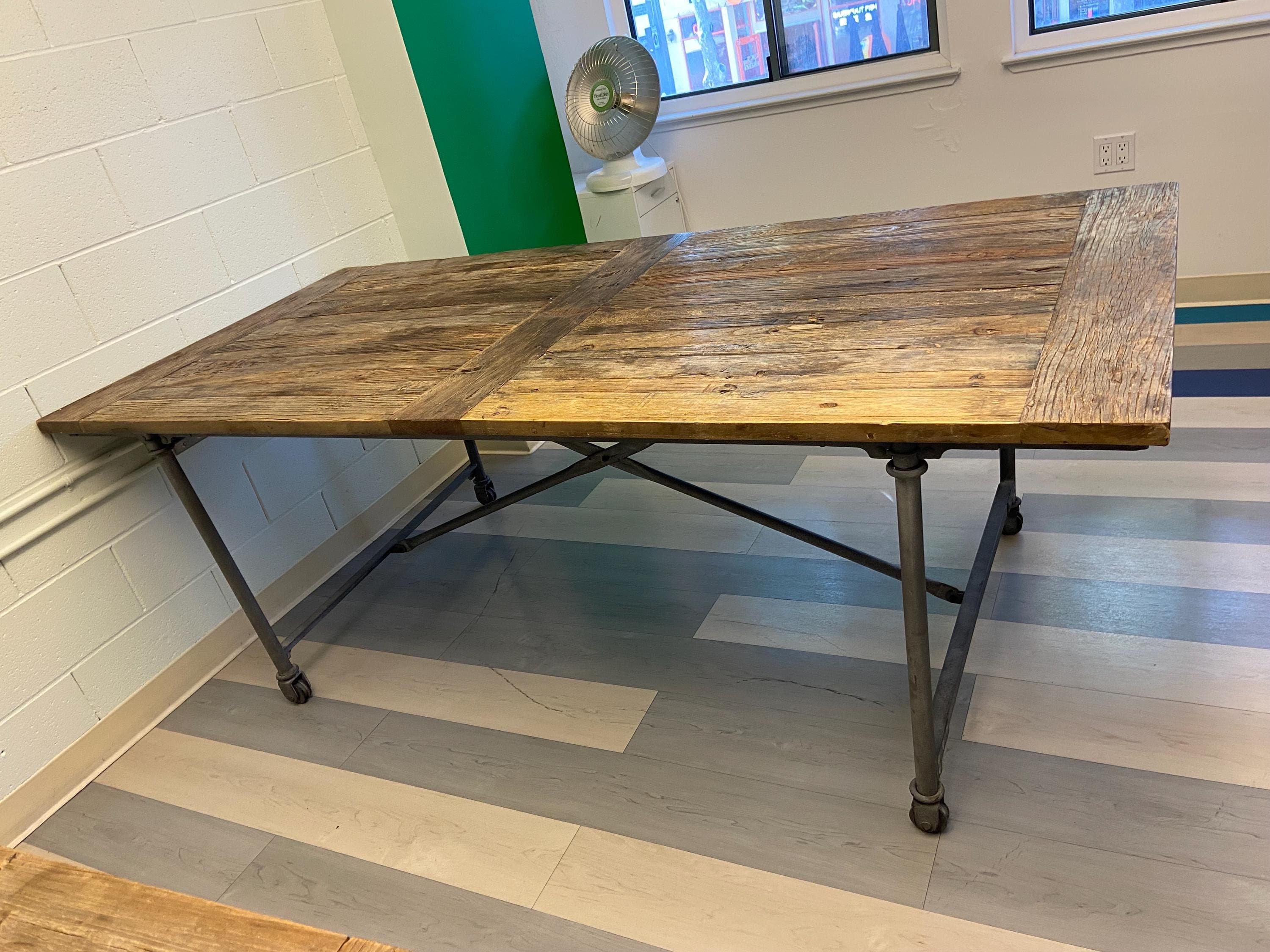 Restoration Hardware reclaimed wood dining kitchen conference room table - Thumbnail 5