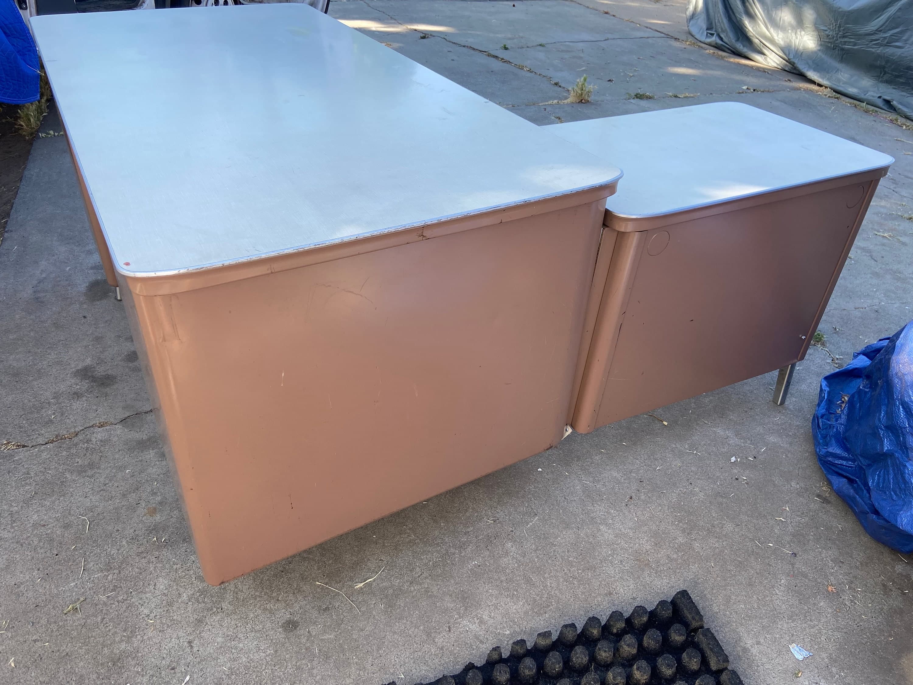 General fireproofing company vintage metal tanker desk with extension - Thumbnail 4