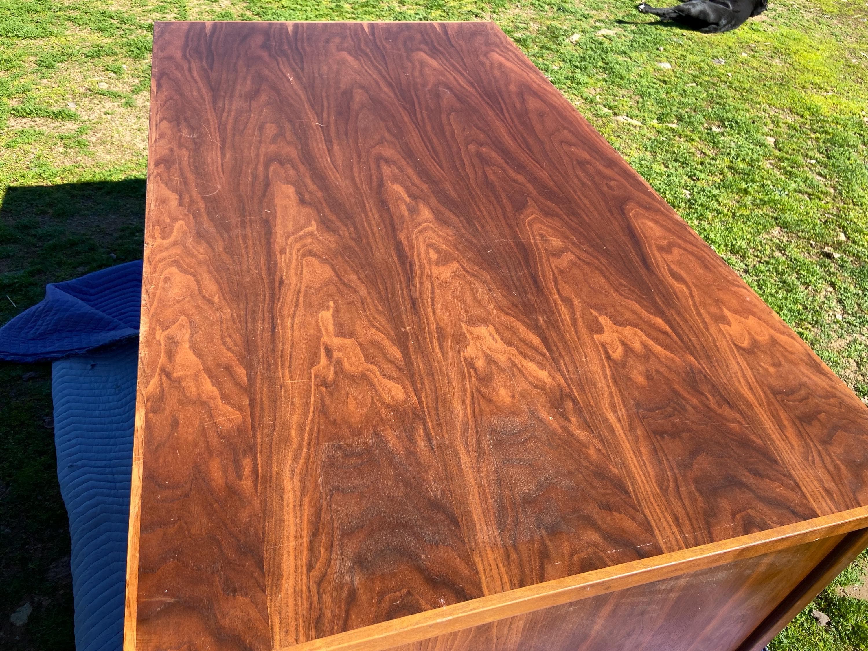 vintage mid century modern walnut executive desk - Thumbnail 2