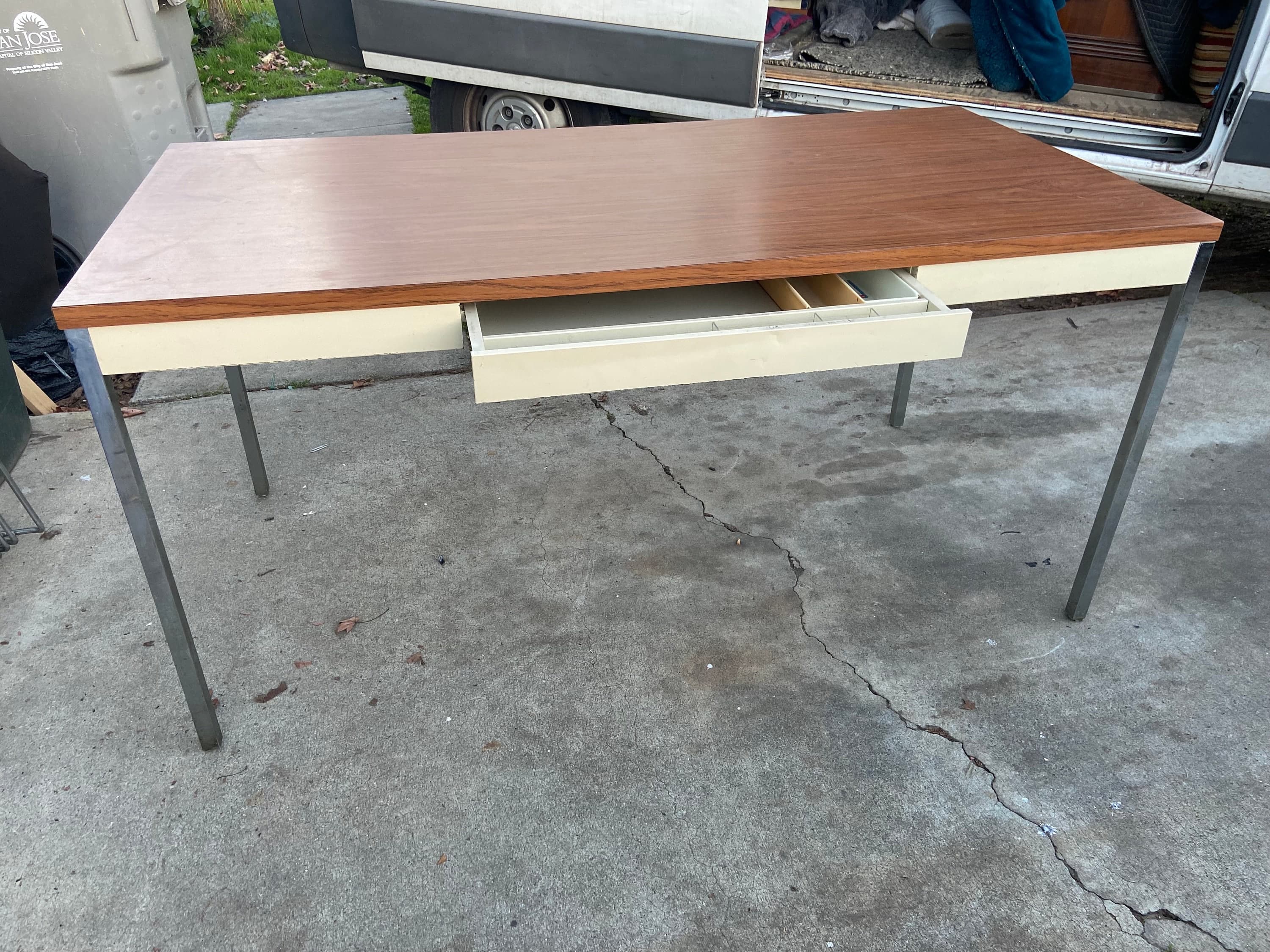 Steelcase vintage mid century modern metal table desk - Thumbnail 9