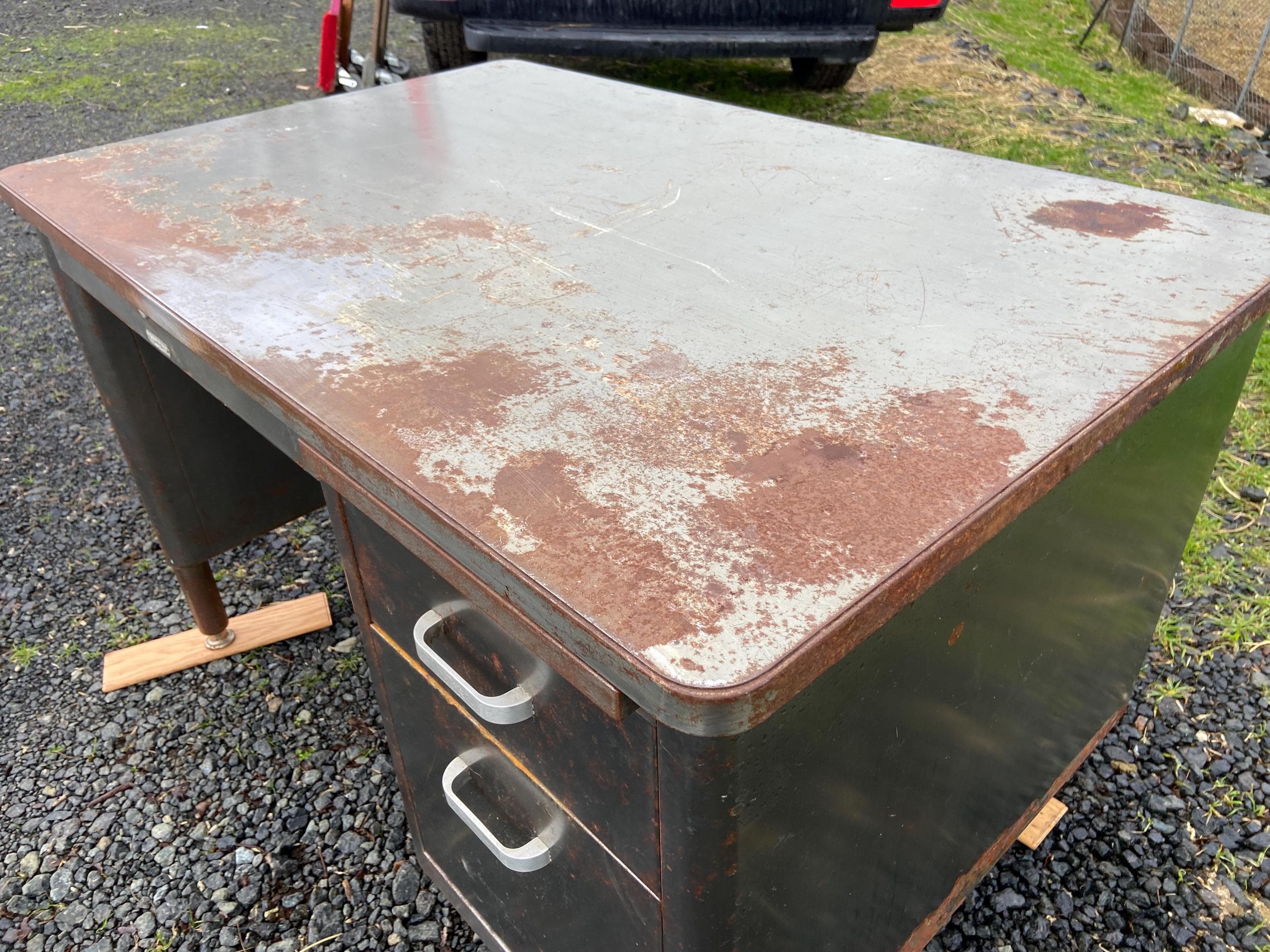 McDowell And Craig Vintage INDUSTRIAL Tanker Desk With Patina Or Restore It - Thumbnail 2