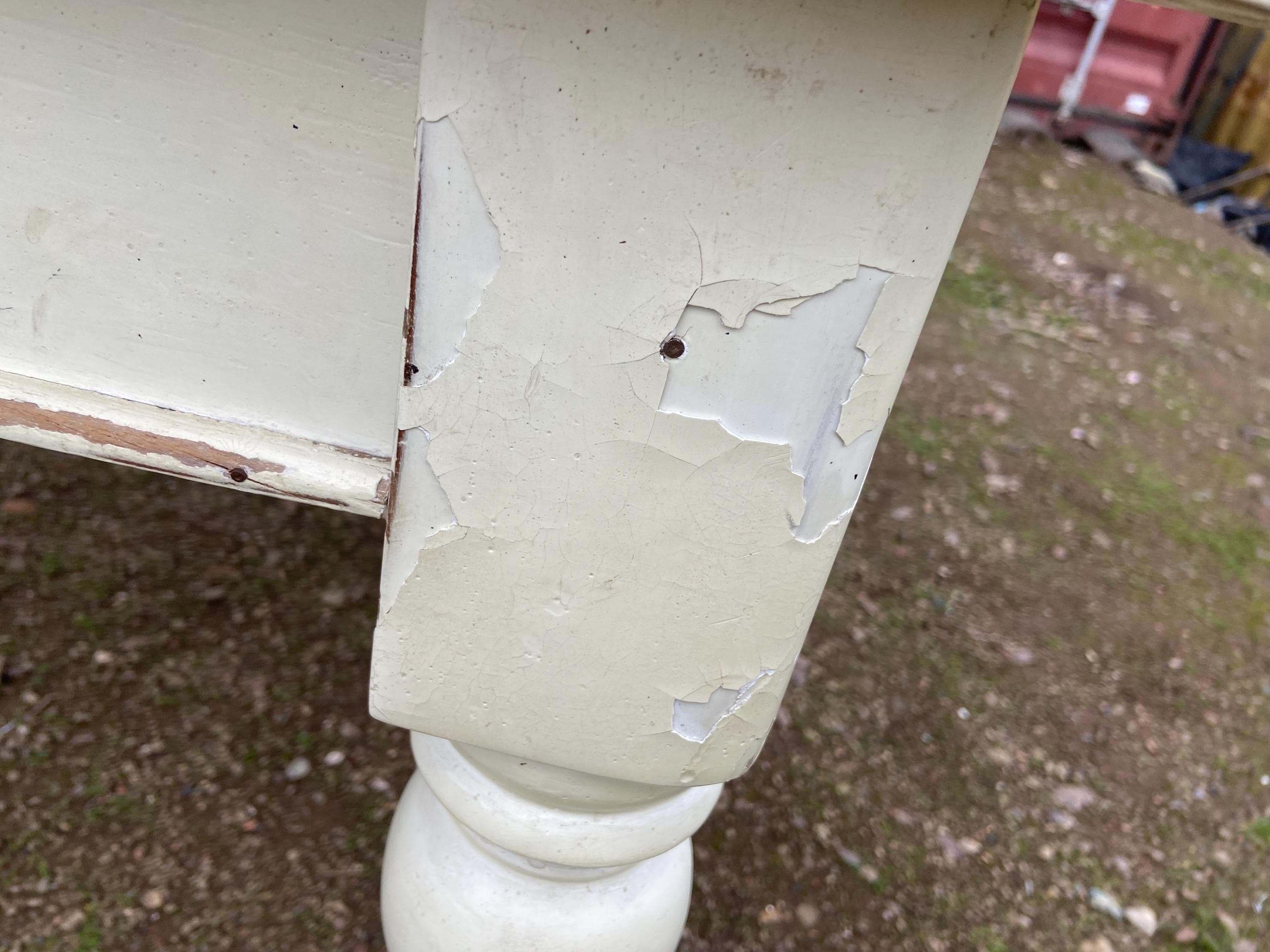 Antique Rustic Pine Farmhouse Shabby  Chick Dining Room Kitchen Table - Thumbnail 8