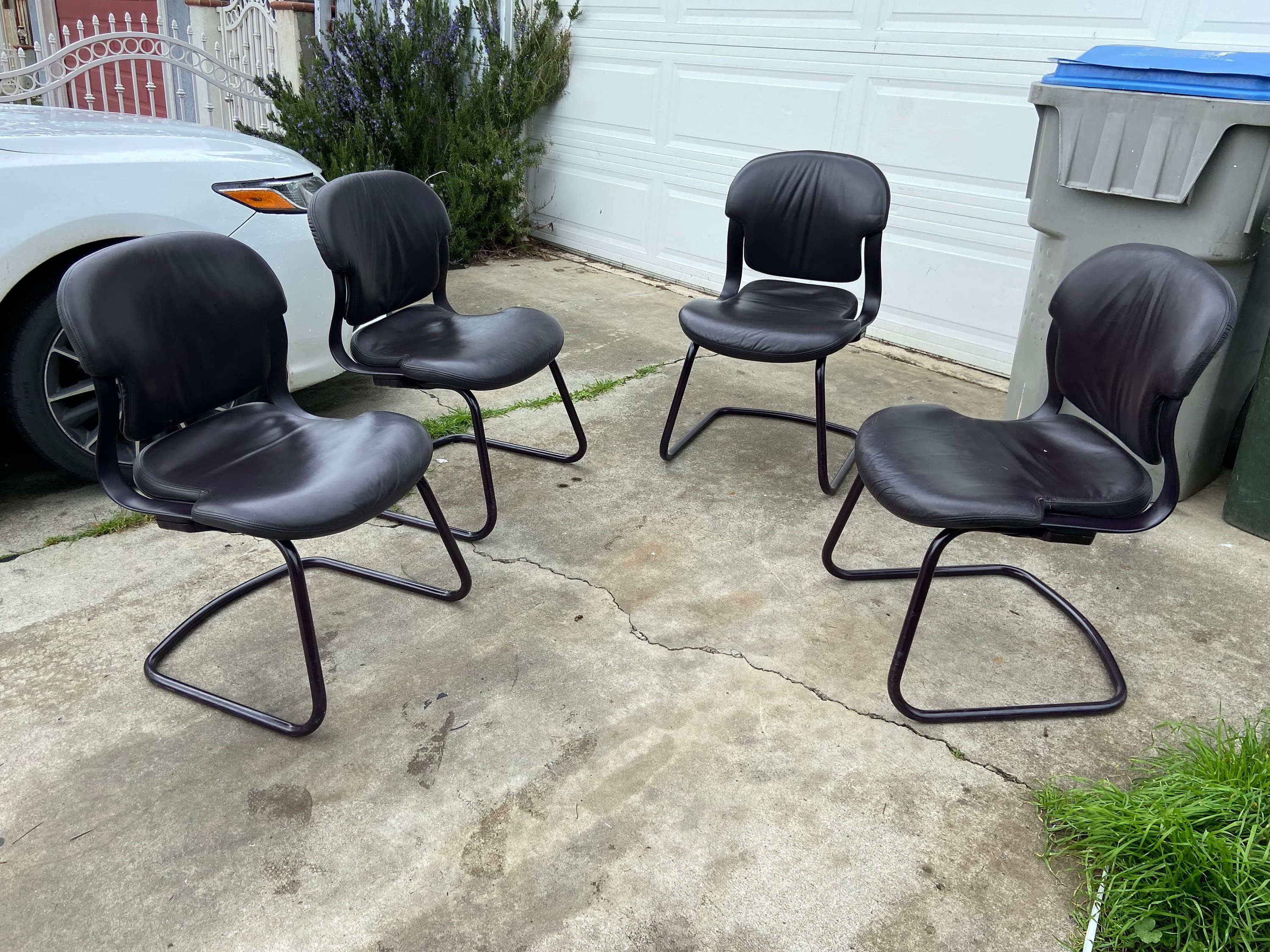 Vintage herman miller aqua leather side chairs - Thumbnail 4