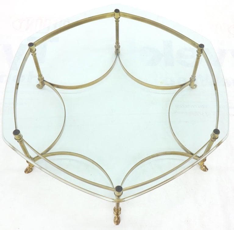 vintage mid century modern labarge style brass and glass coffee table Hollywood regency period - Thumbnail 7
