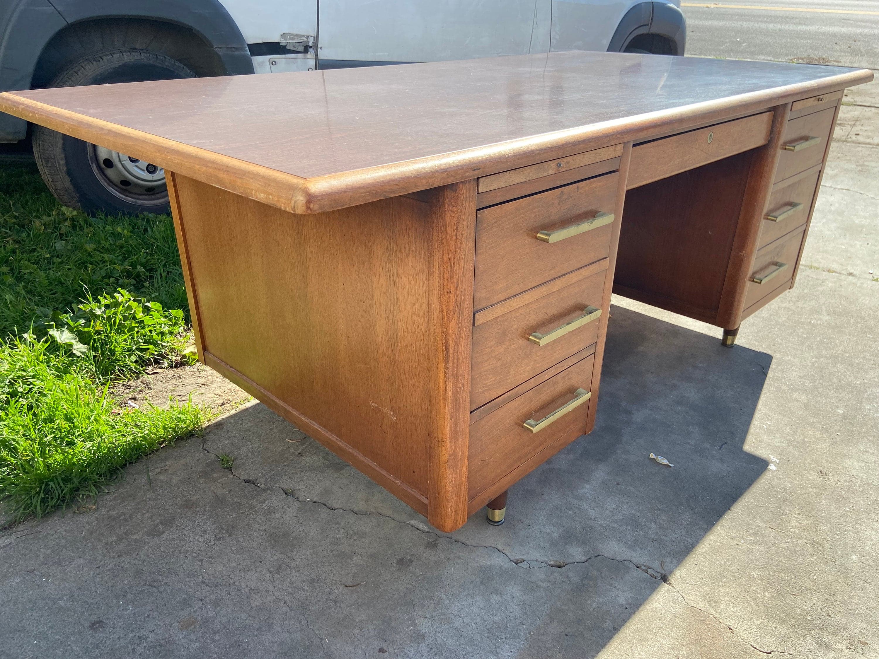 Vintage mid century modern executive desk - Thumbnail 3