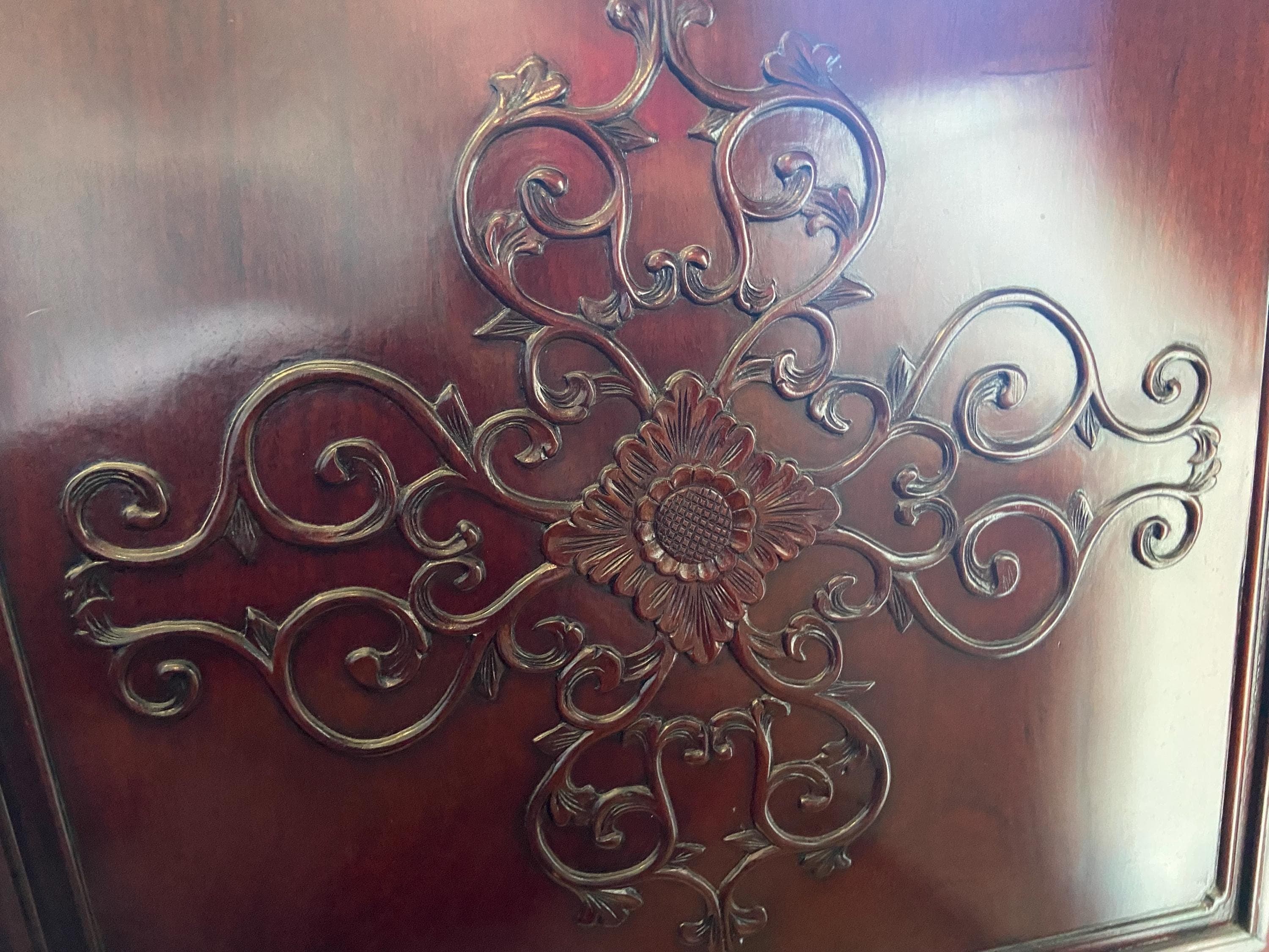 vintage mid century modern Chinese oriental rosewood executive desk - Thumbnail 10