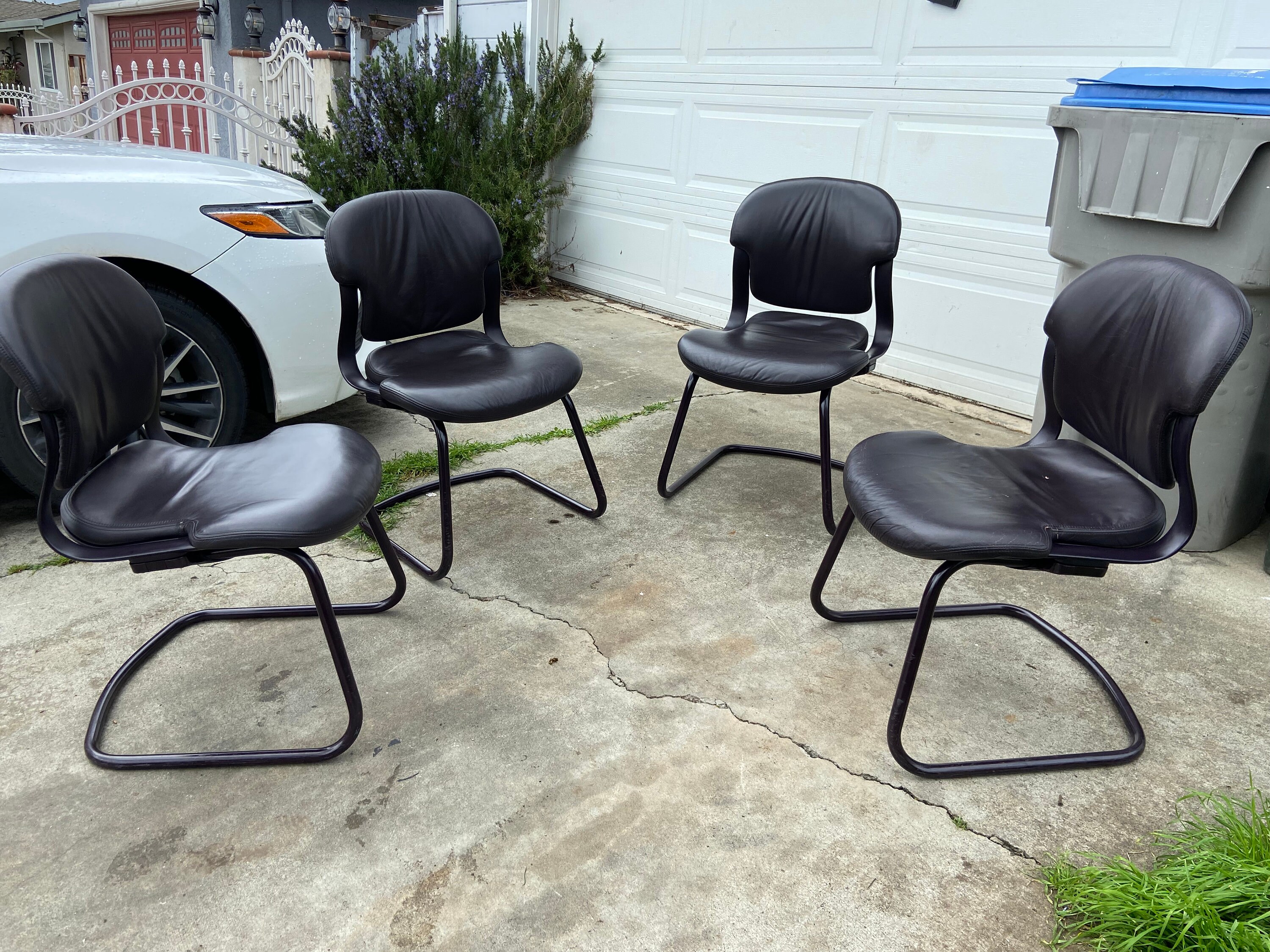 Vintage herman miller aqua leather side chairs - Thumbnail 9