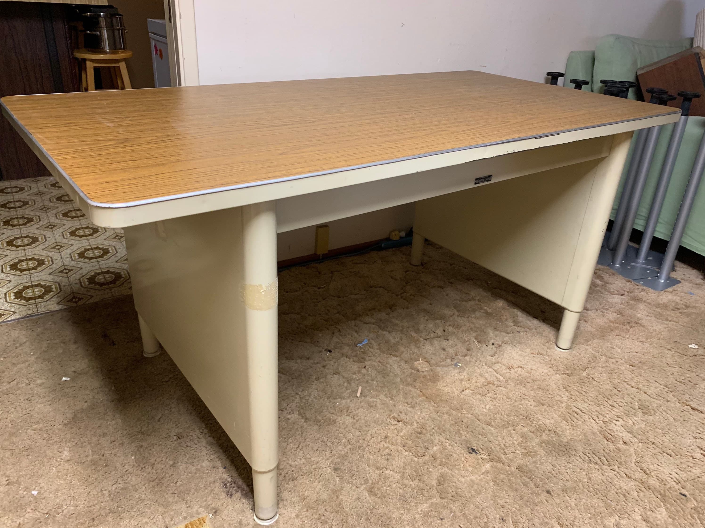 McDowell and Craig vintage metal tanker desk table - Thumbnail 5