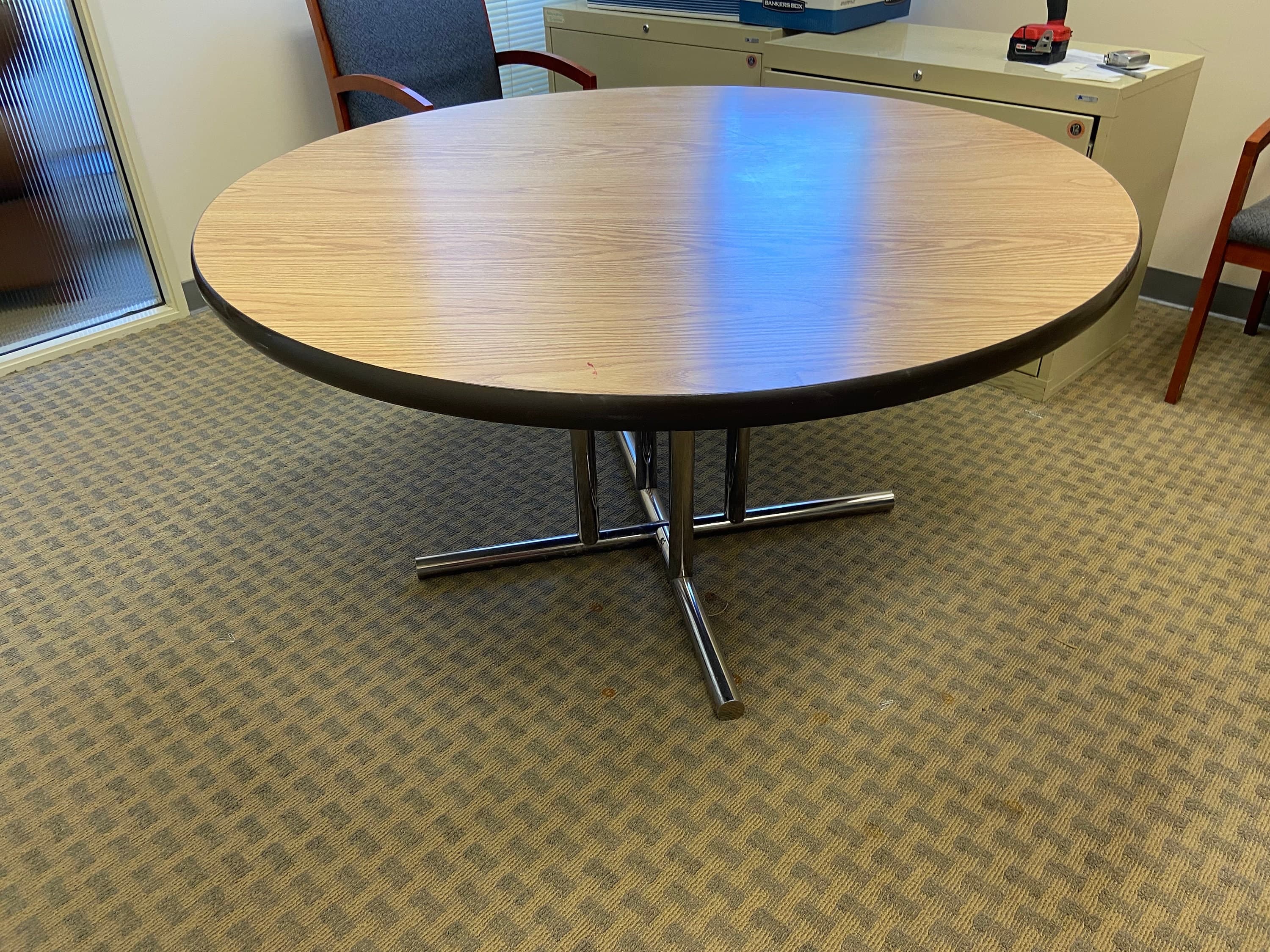 vintage mid century modern round conference table - Thumbnail 8