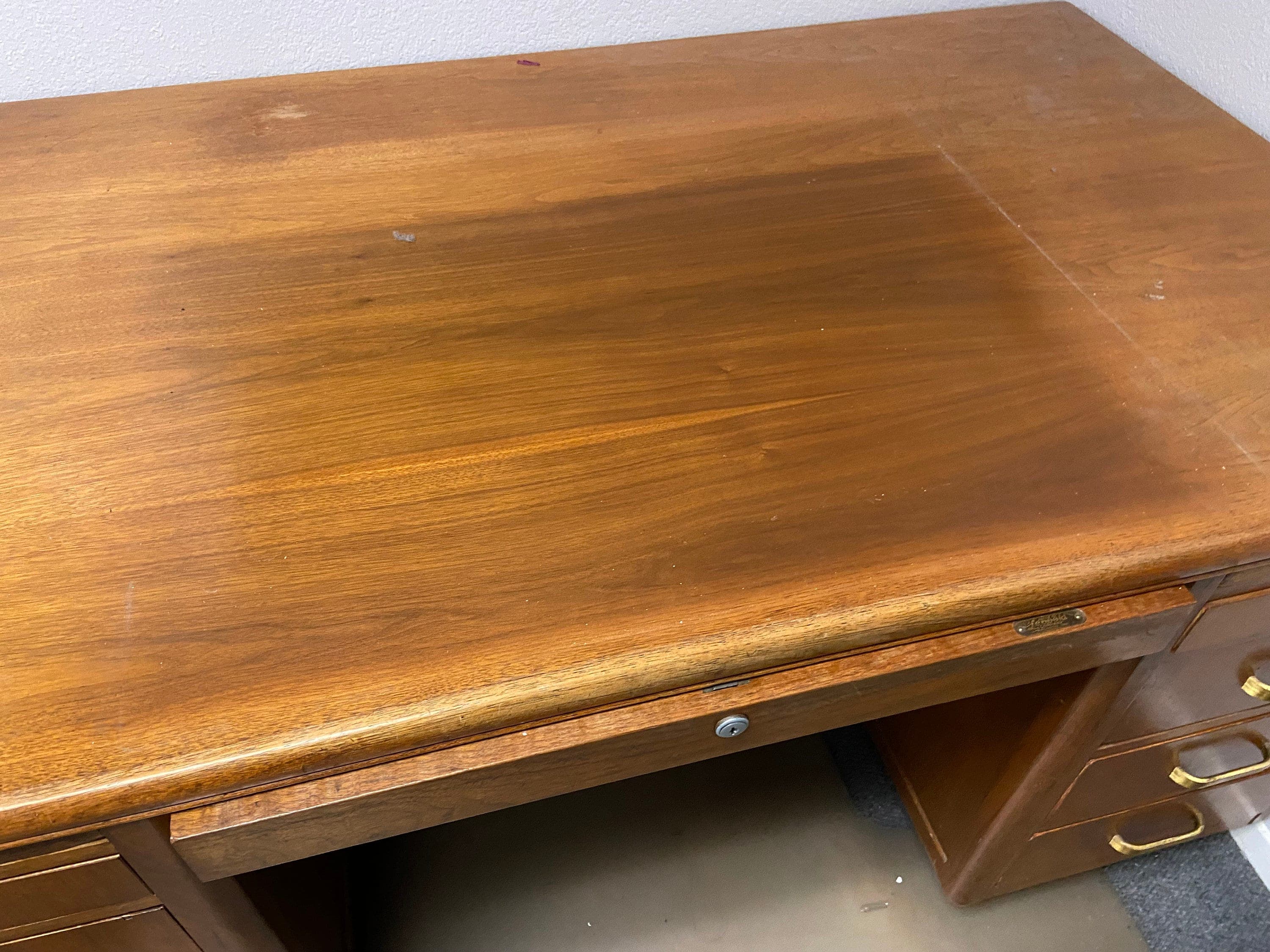 Leopold vintage mid century modern walnut desk - Thumbnail 3