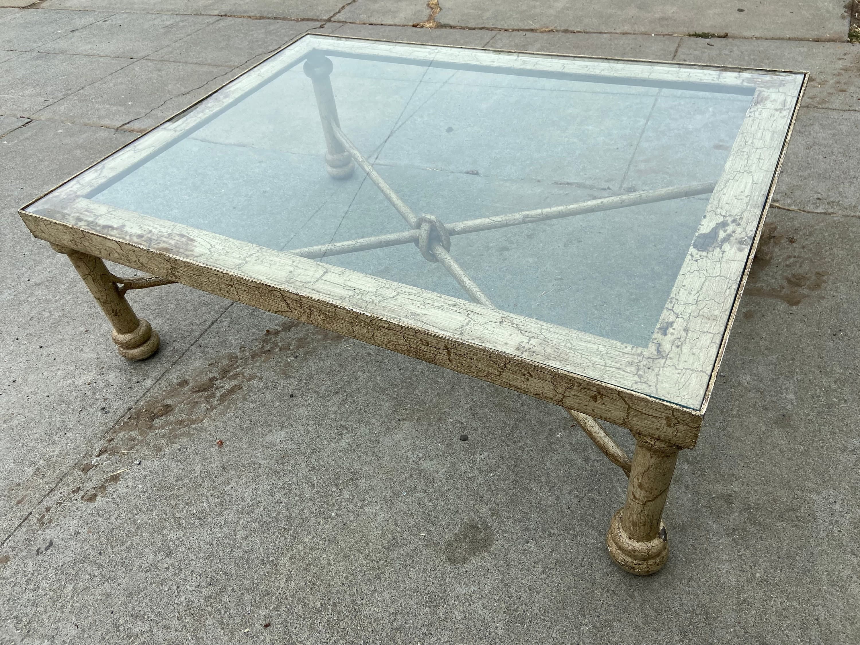 Vintage rustic metal coffee table - Thumbnail 4