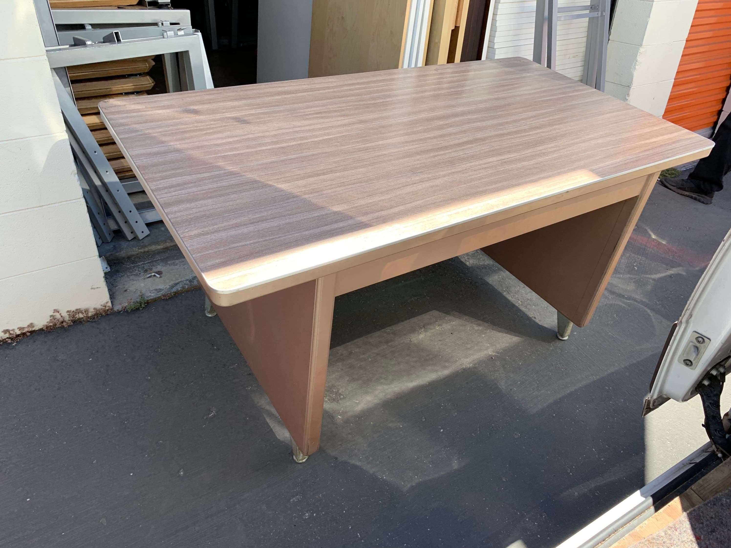 Shaw walker vintage metal tanker desk table - Thumbnail 2