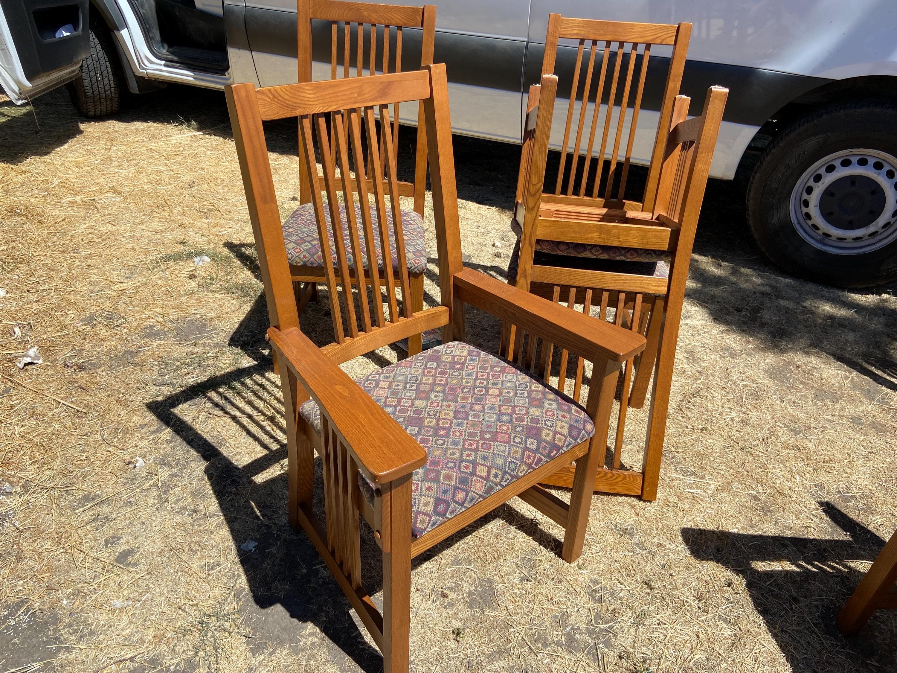 late 20th century basset furniture mission arts & crafts oak dining chairs set of 6 - Thumbnail 10