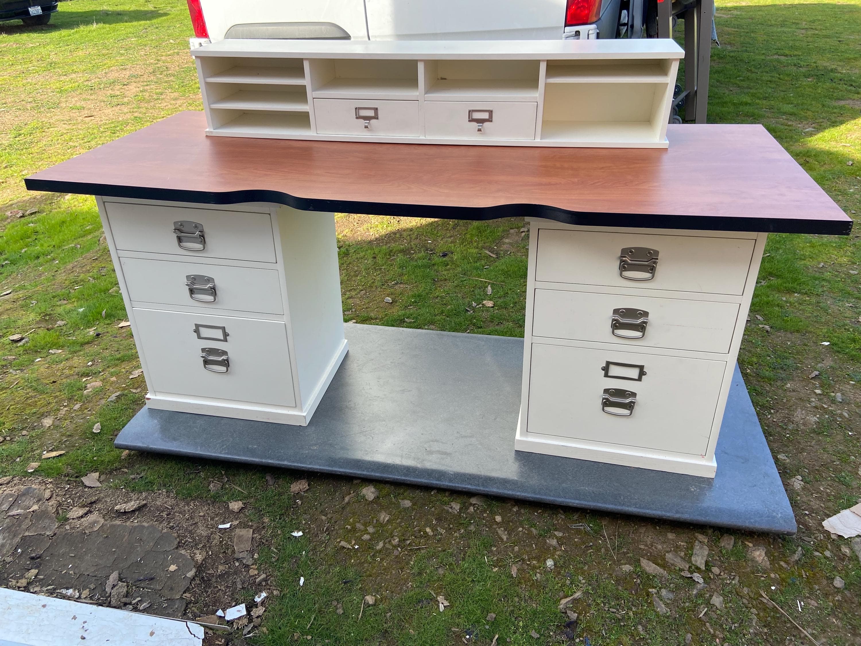 pottery barn Bedford Desk Set And Swivel Rolling Chair Selling As A Set Only - Thumbnail 2