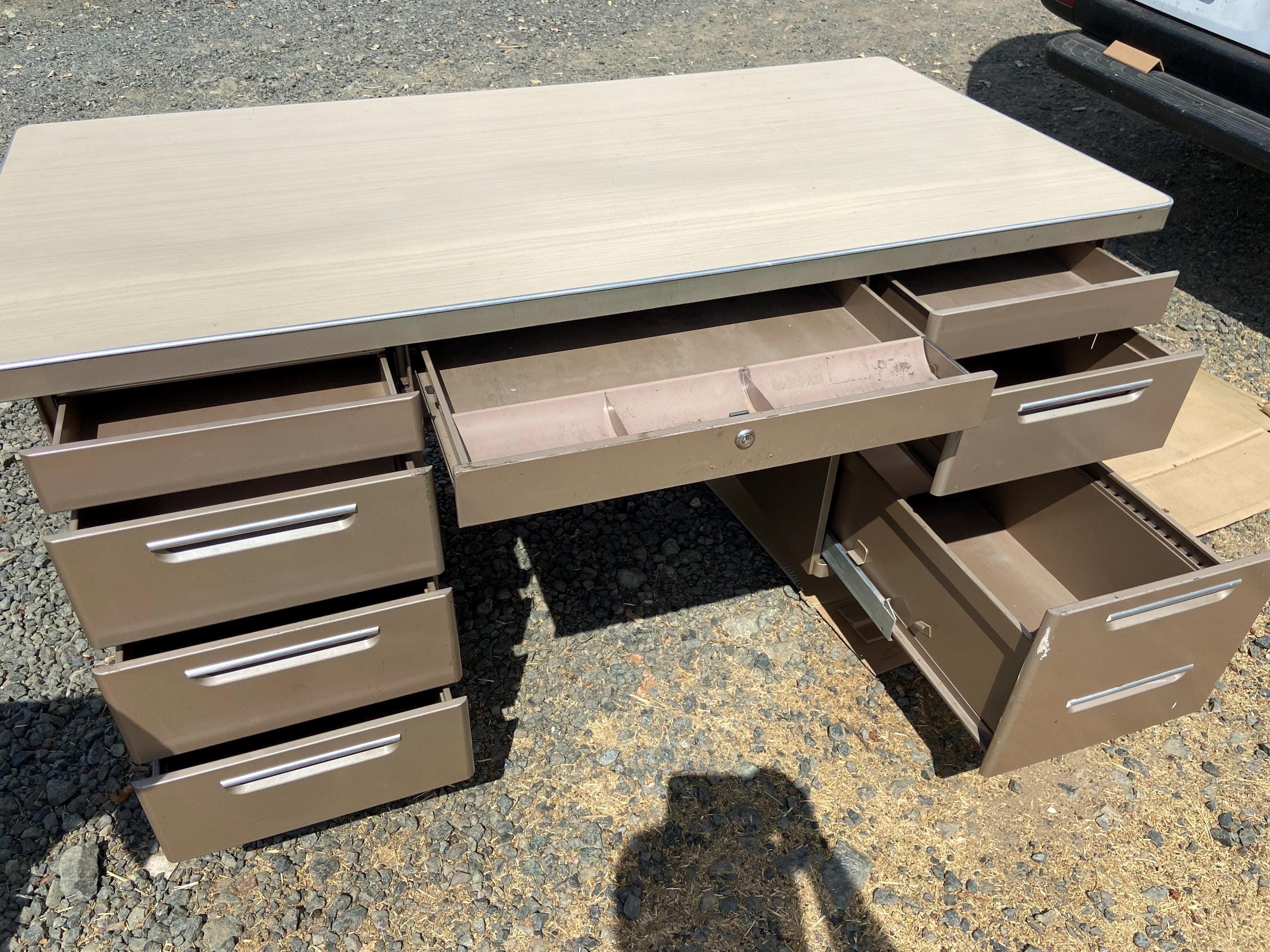 vintage mid century modern art metal tanker desk - Thumbnail 8