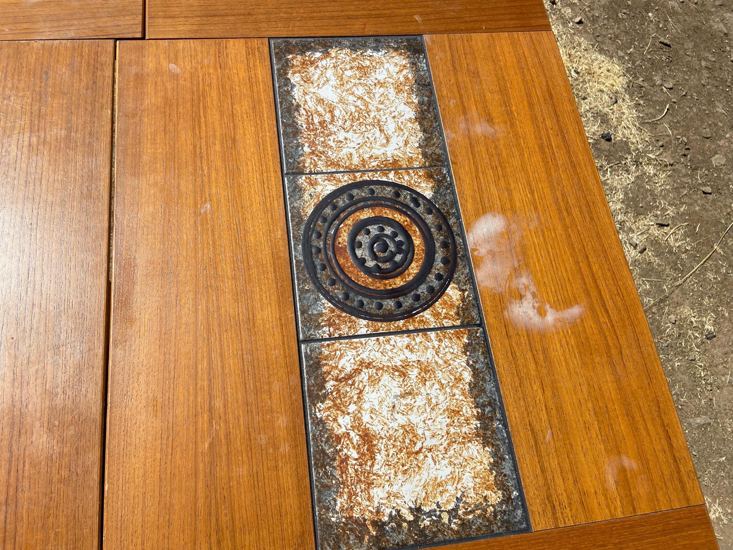 vintage mid century modern gangso mobler drop leaf tile top dining table - Thumbnail 5