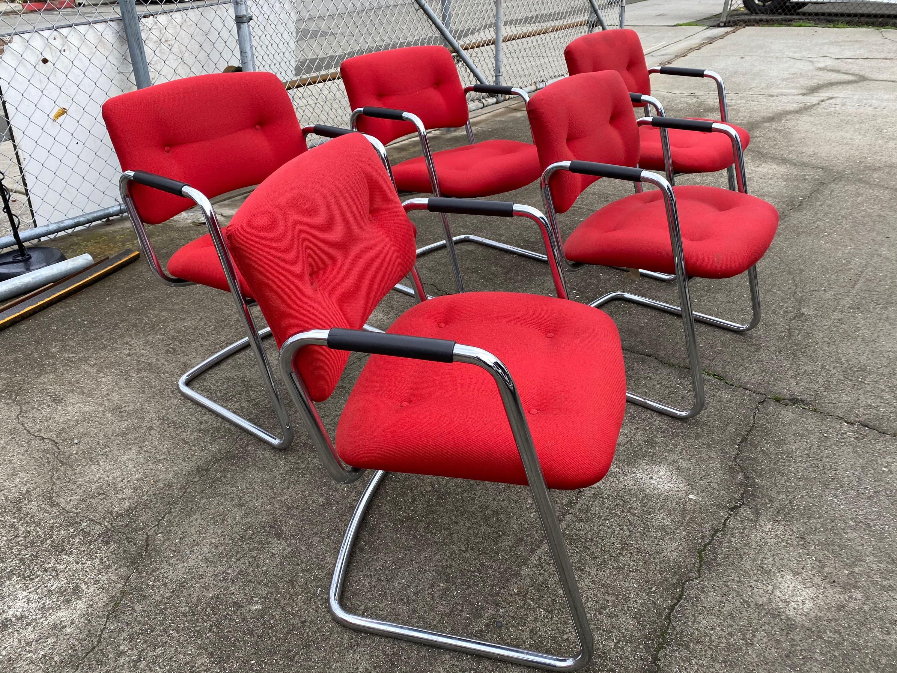 Steelcase vintage Cantilever armchairs set of 5 - Thumbnail 8