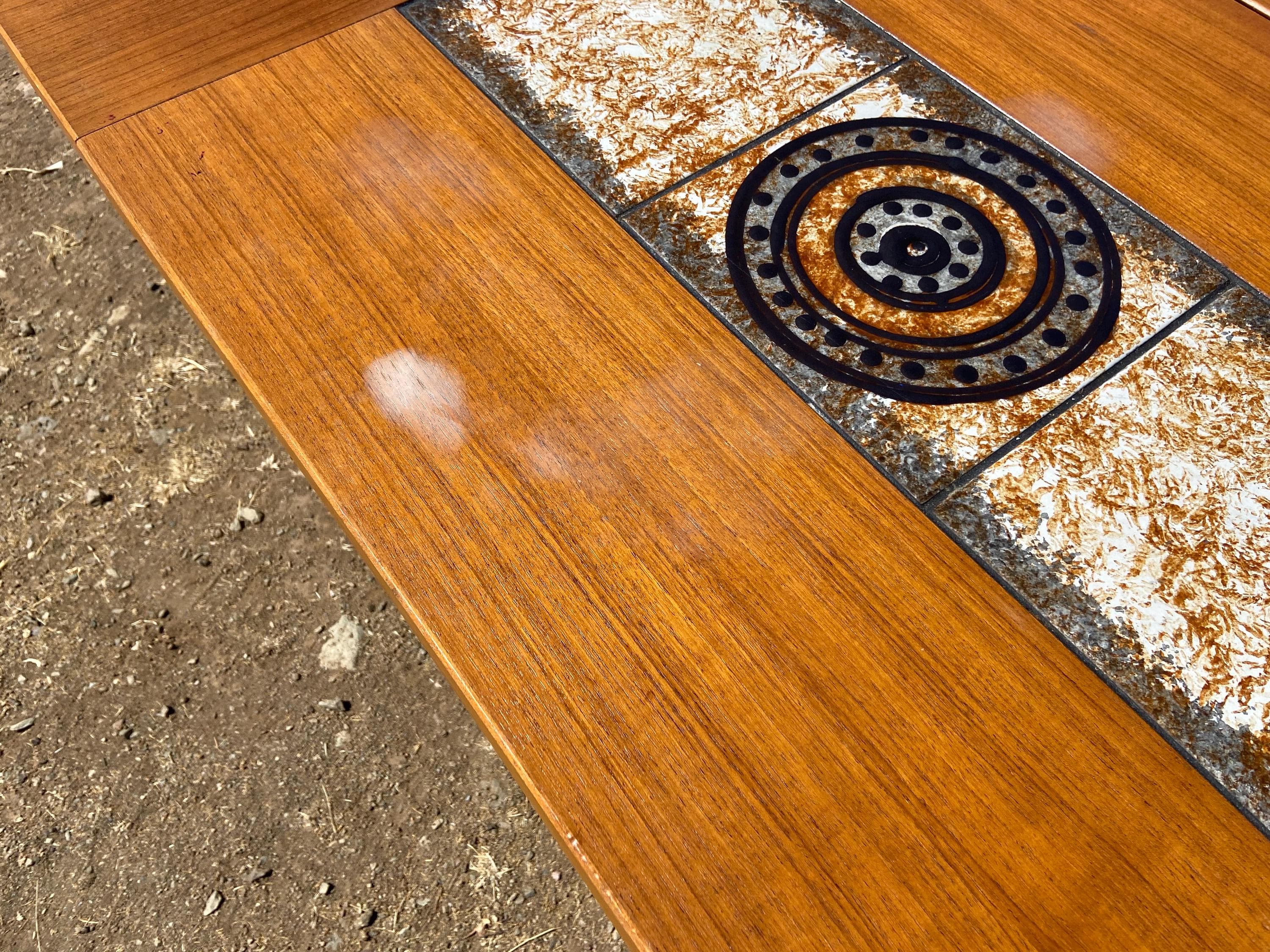 vintage mid century modern gangso mobler drop leaf tile top dining table - Thumbnail 8