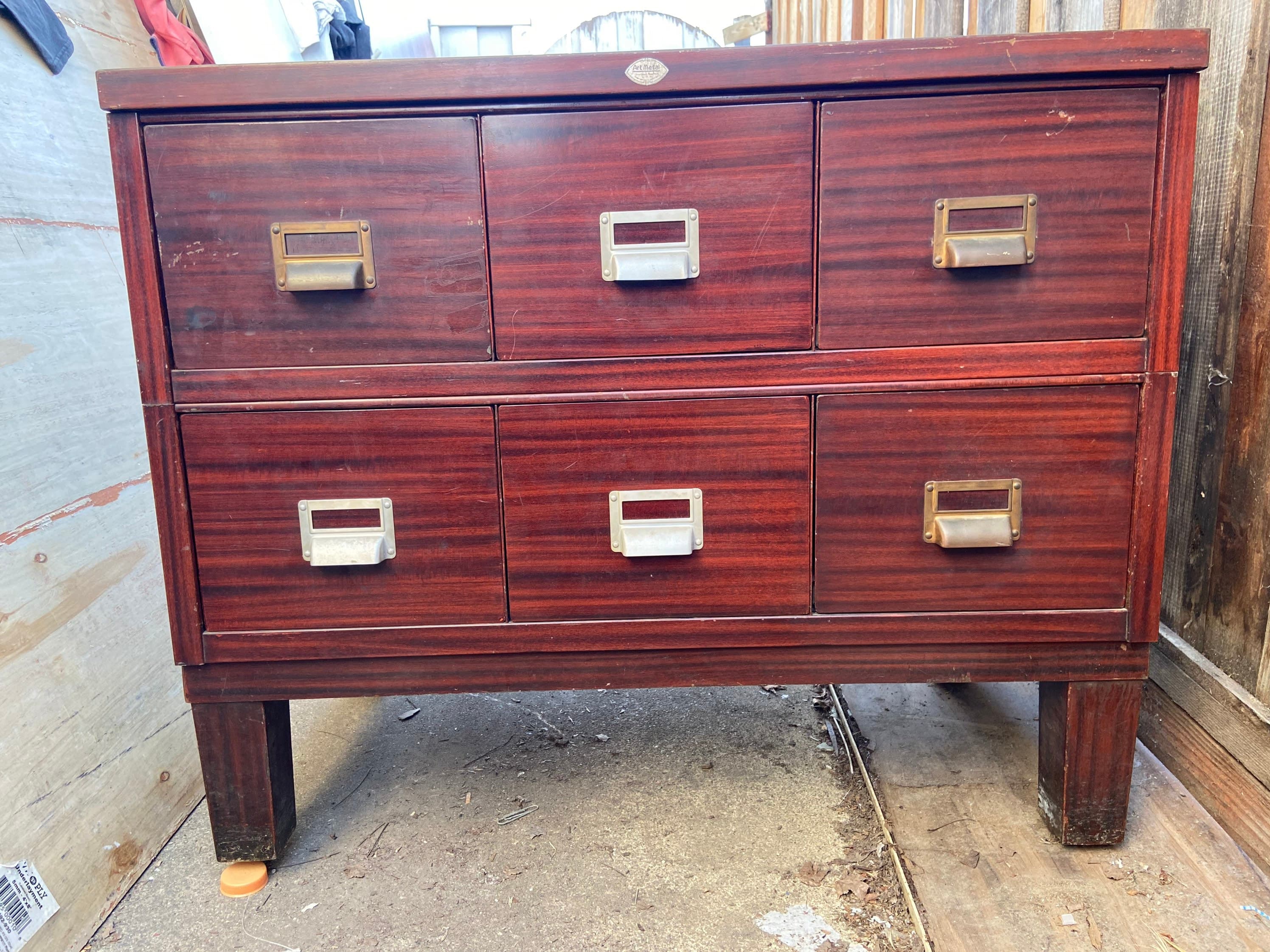 Art metal vintage metal stacking file cabinet - Image 1