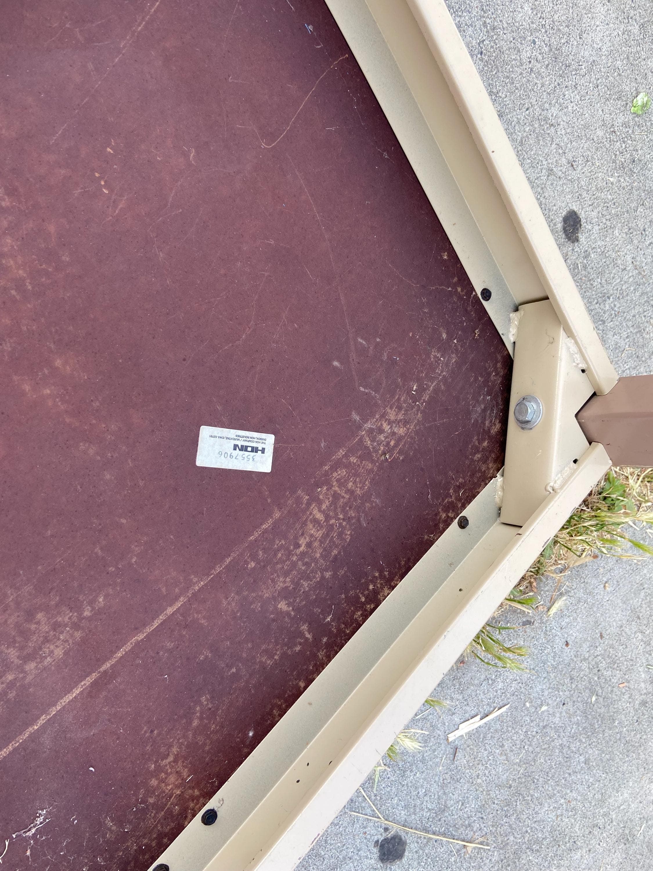 Hon vintage mid century modern tanker desk utility table - Thumbnail 2