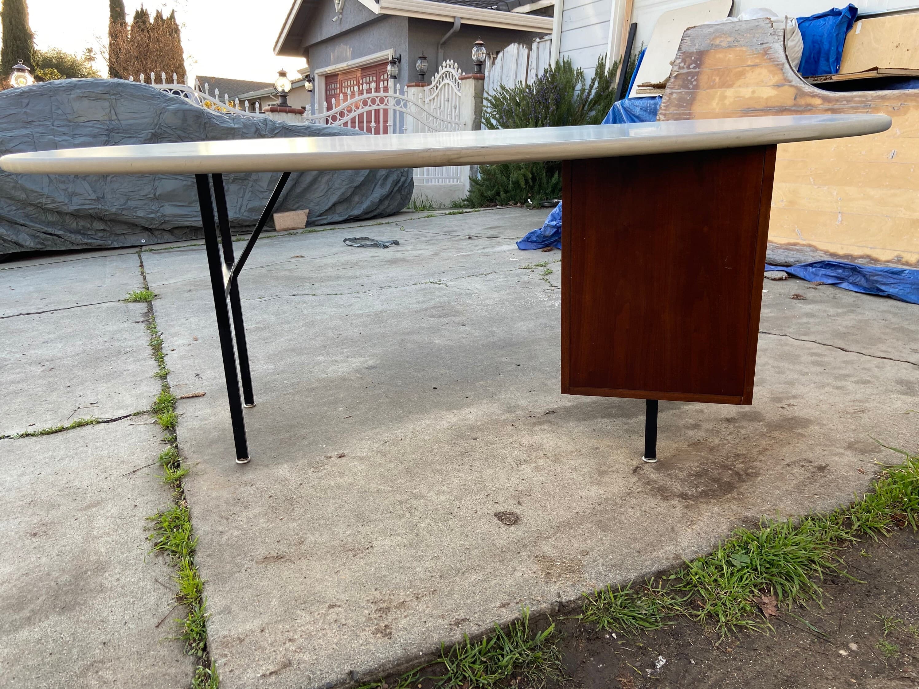 Vintage mid century modern oval desk - Thumbnail 7