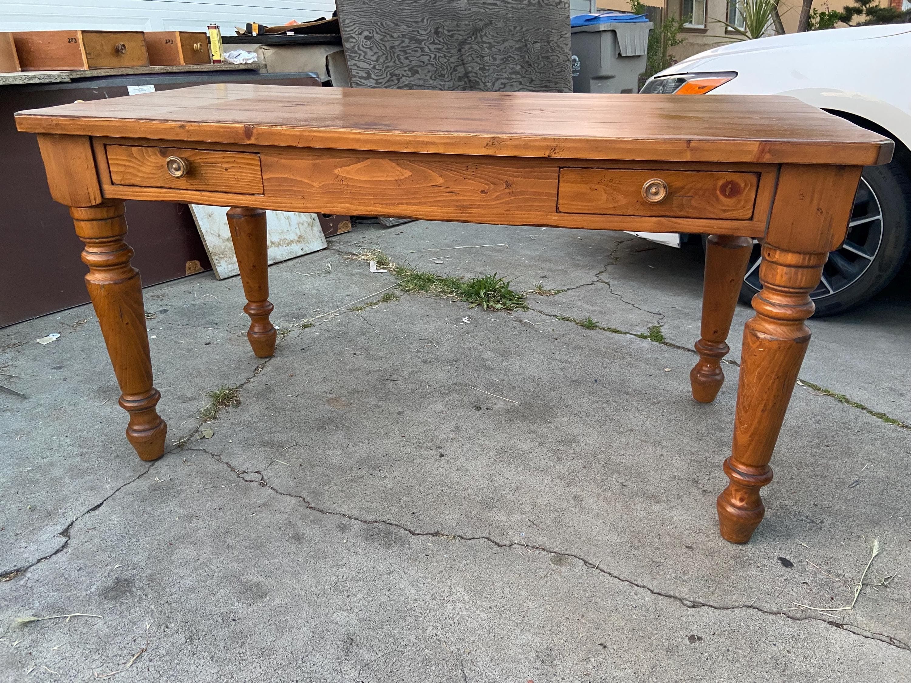 Drexel vintage farmhouse desk table with drawers - Thumbnail 8