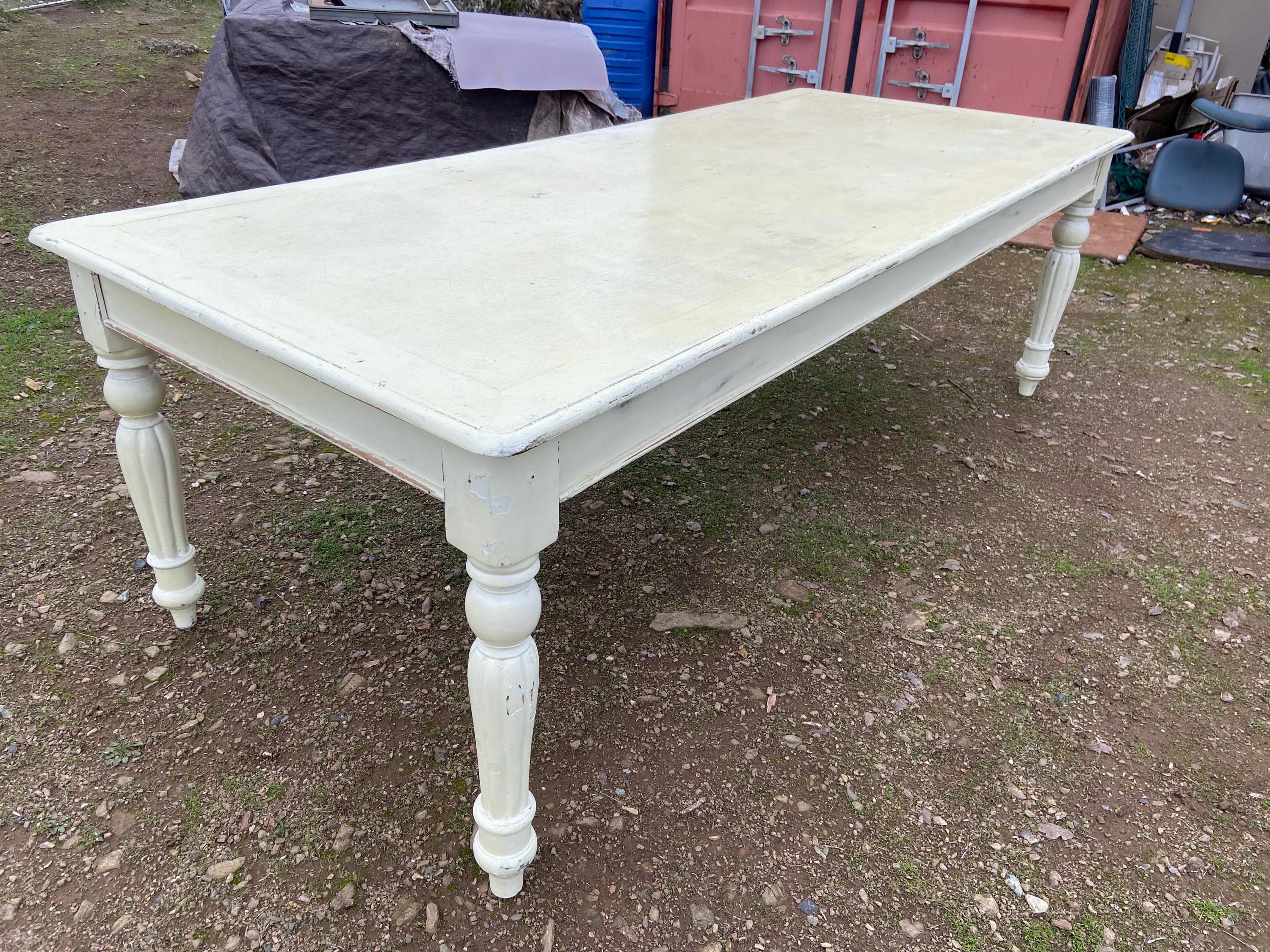 Antique Rustic Pine Farmhouse Shabby  Chick Dining Room Kitchen Table - Thumbnail 5