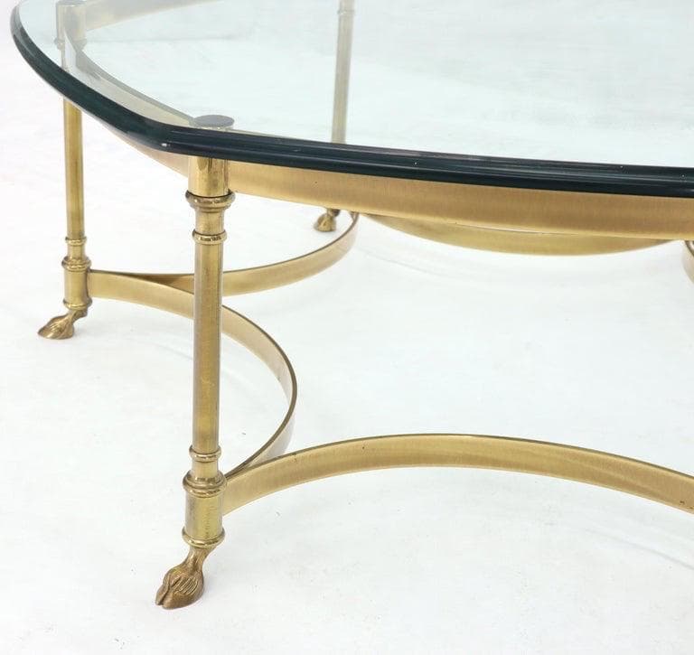 vintage mid century modern labarge style brass and glass coffee table Hollywood regency period - Thumbnail 3