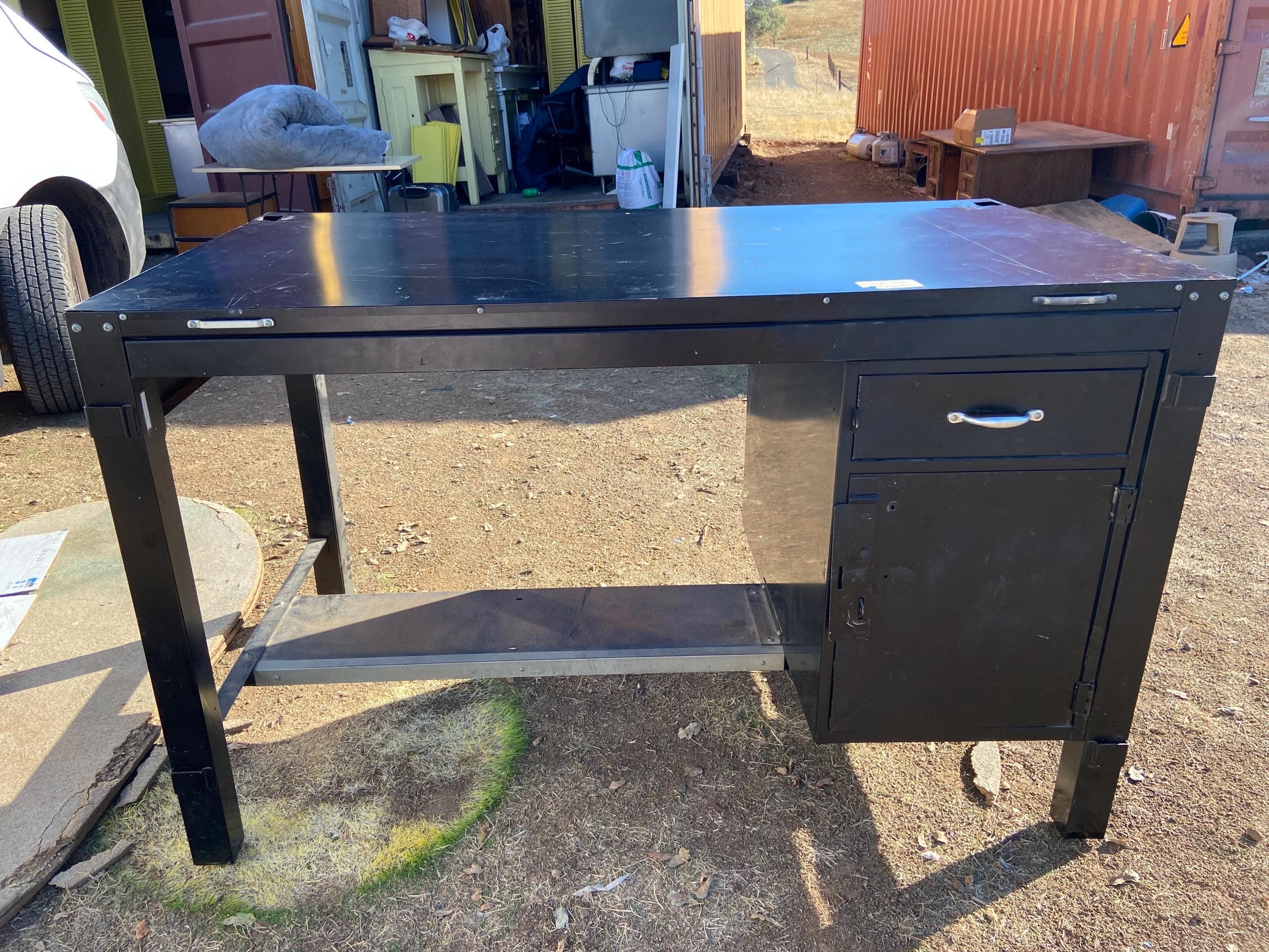 antique Hamilton drafting metal tanker table - Thumbnail 8