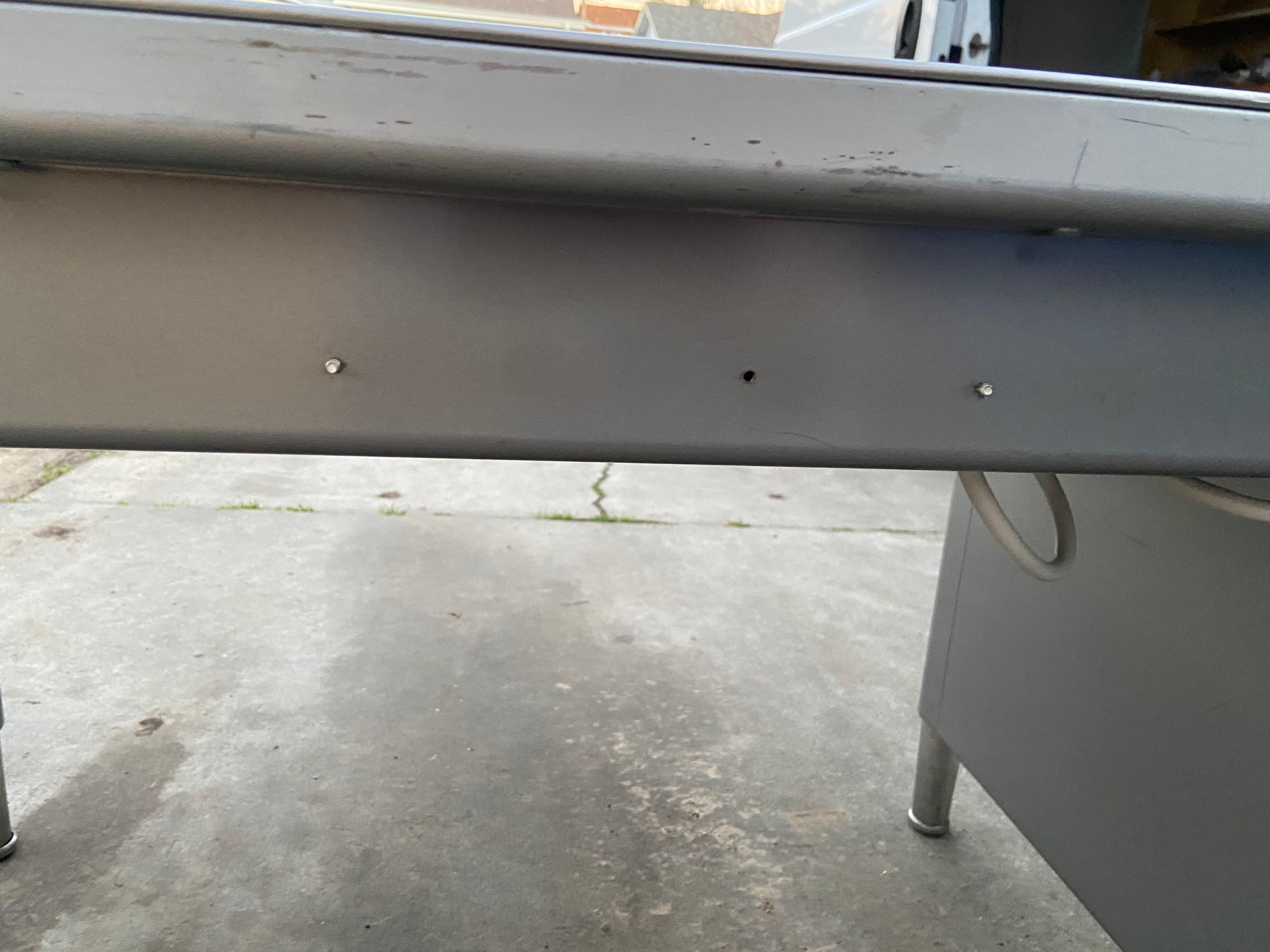 Steelcase style vintage mid century modern metal tanker desk table - Thumbnail 8