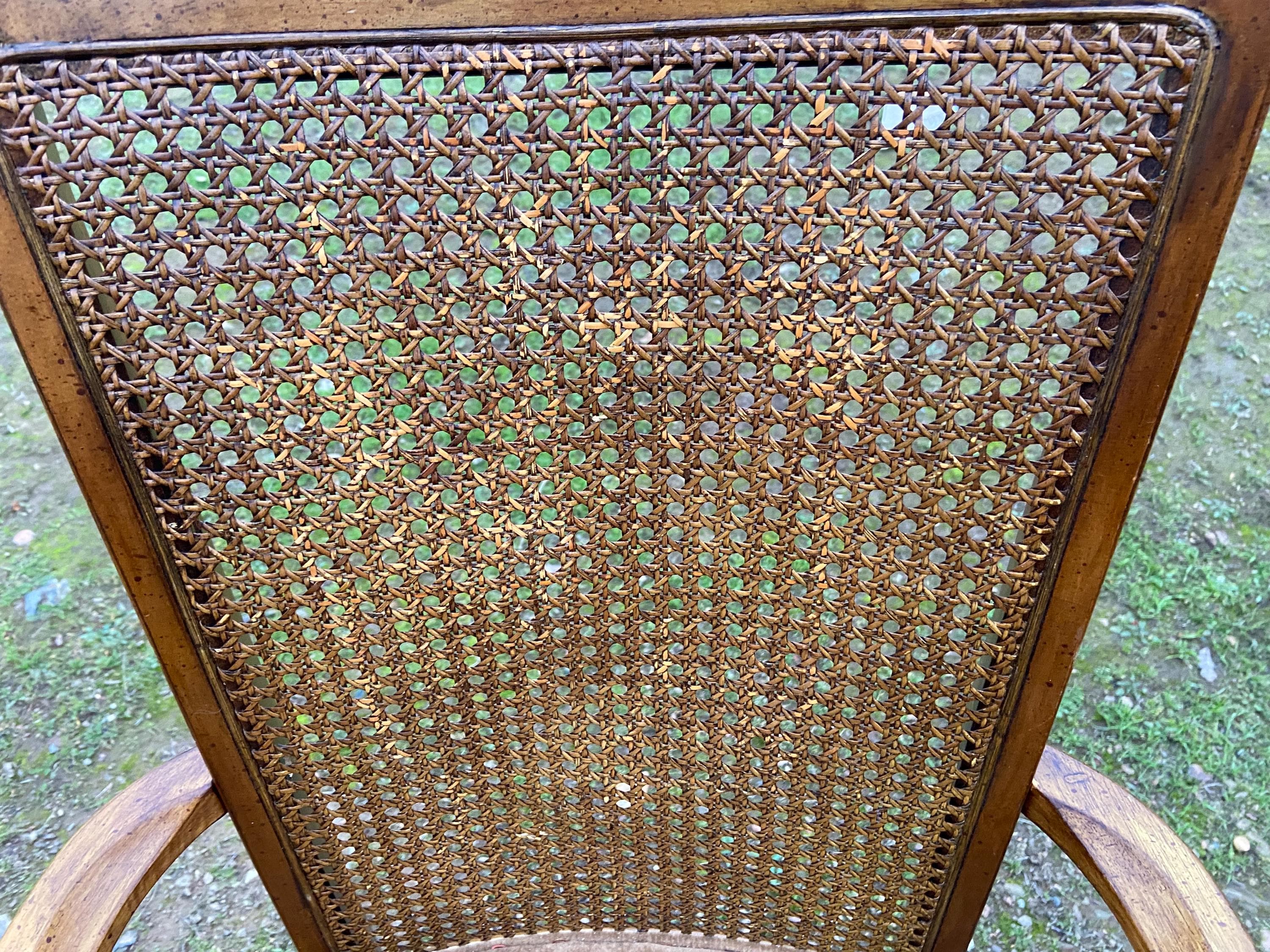 Vintage Walnut/Cane Back Dining Armchairs Set of Two Need New Fabric - Thumbnail 9