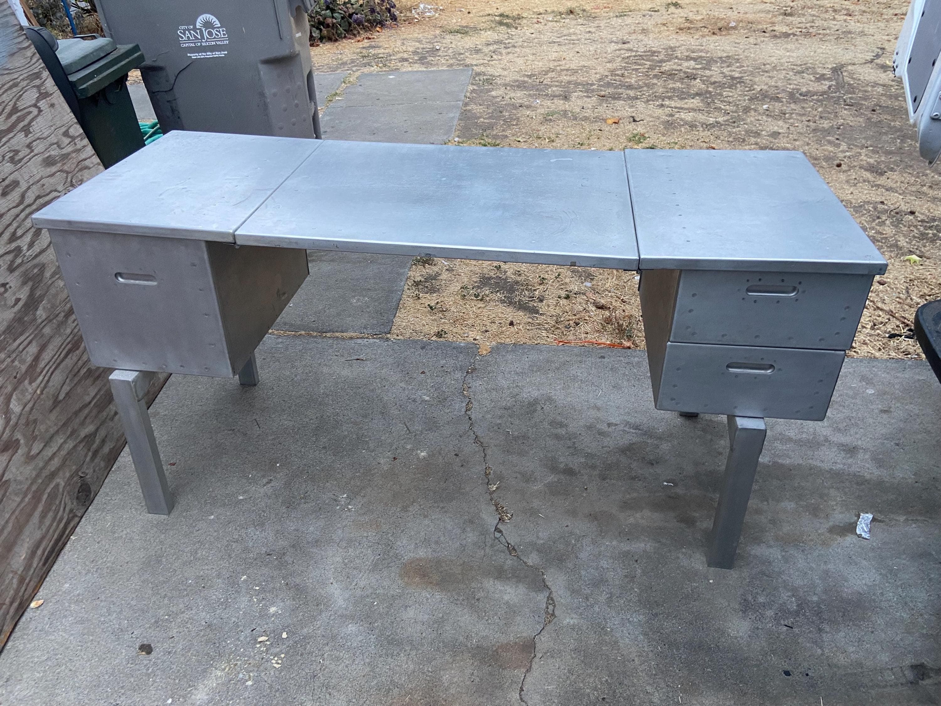 vintage military aluminum folding field tanker desk WWII era - Thumbnail 6