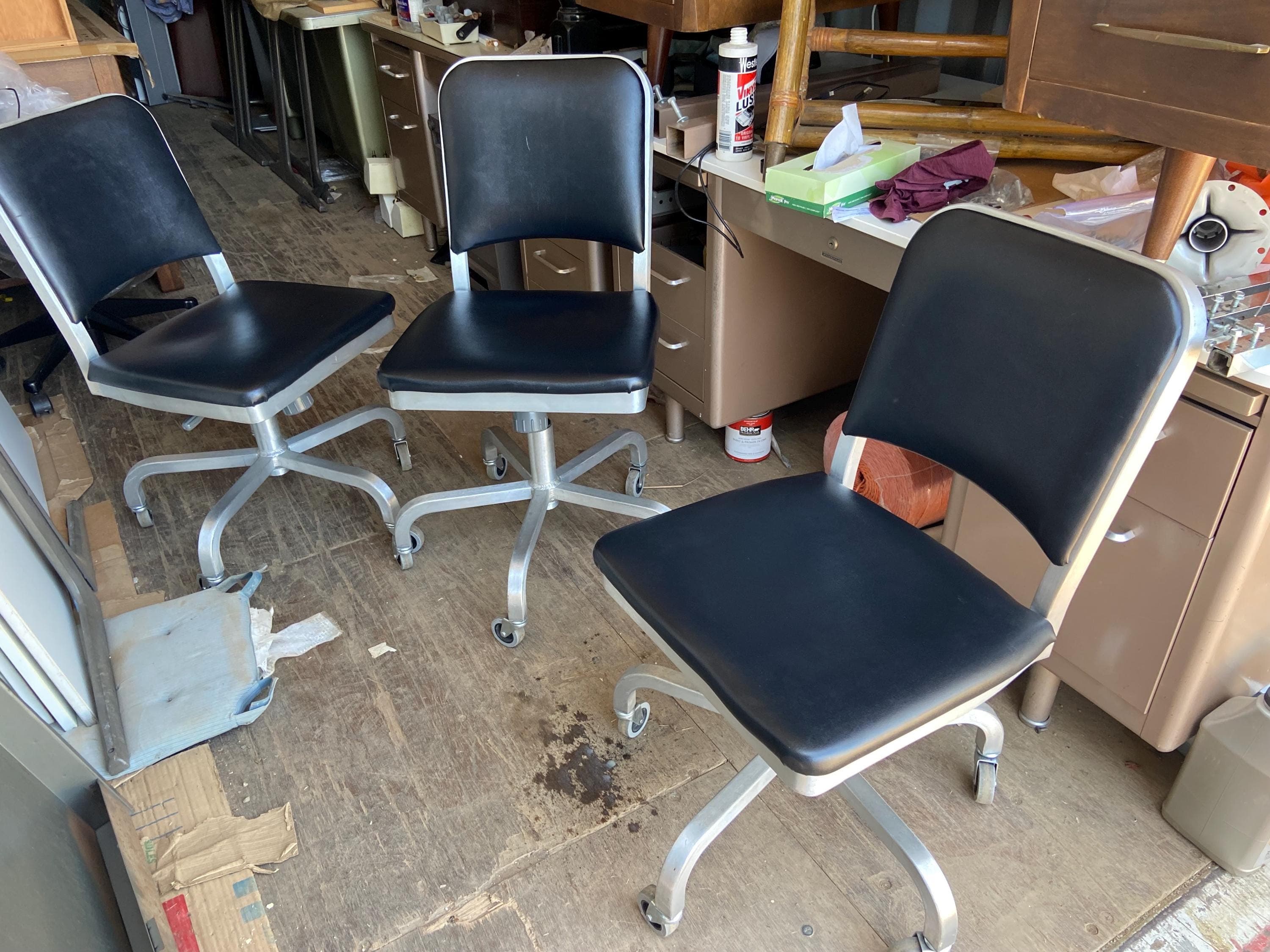 emeco navy swivel aluminum desk leather chair - Thumbnail 3