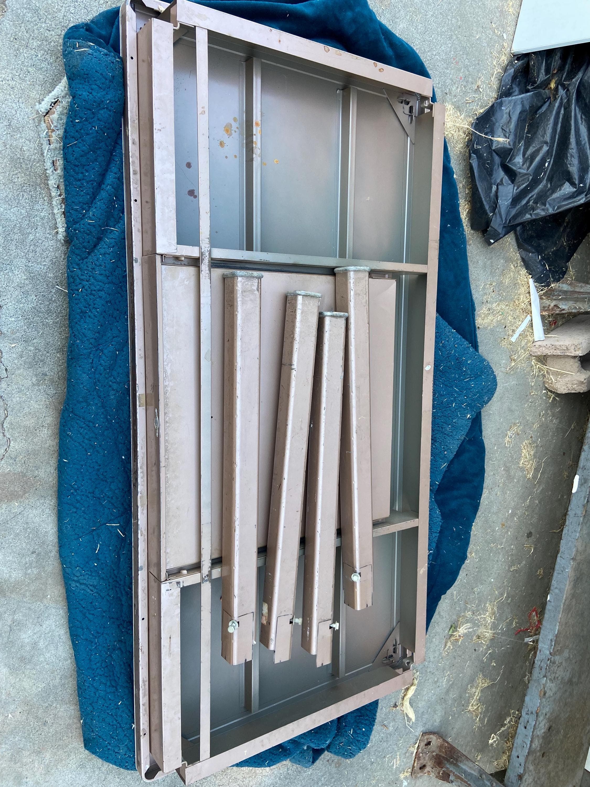 vintage art metal mid century modern tanker desk shop table - Thumbnail 3