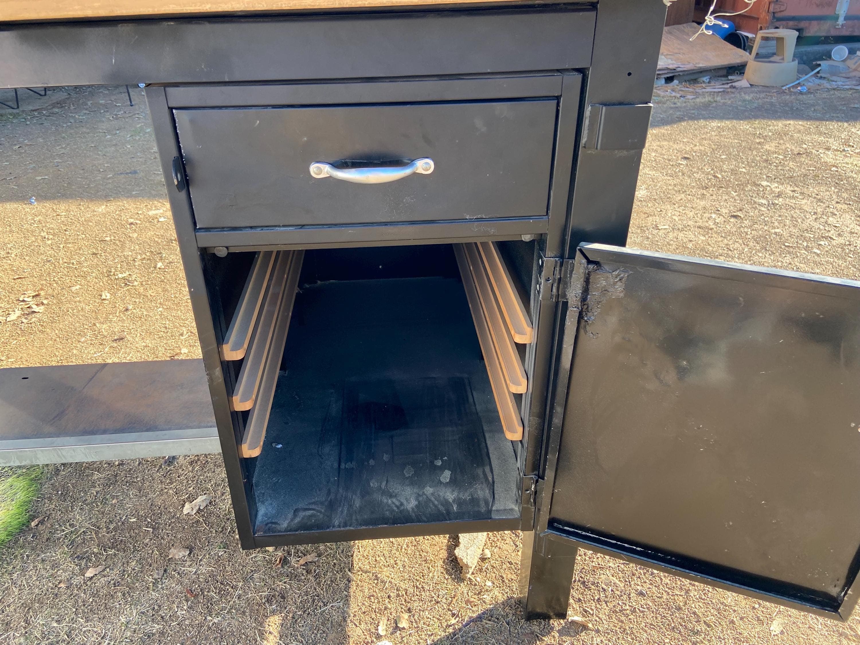 antique Hamilton drafting metal tanker table - Thumbnail 3