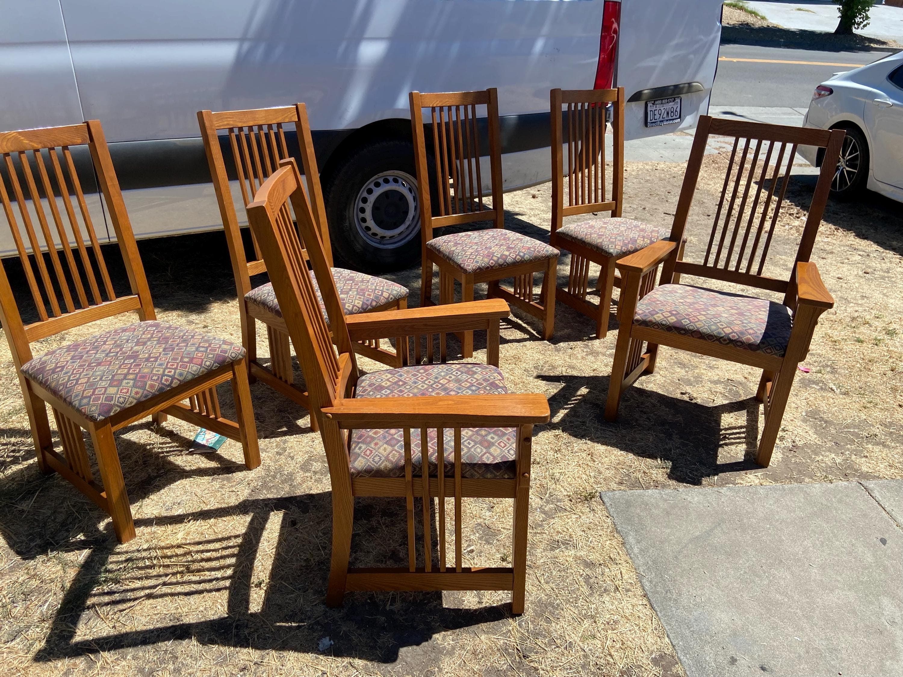 late 20th century basset furniture mission arts & crafts oak dining chairs set of 6 - Thumbnail 4