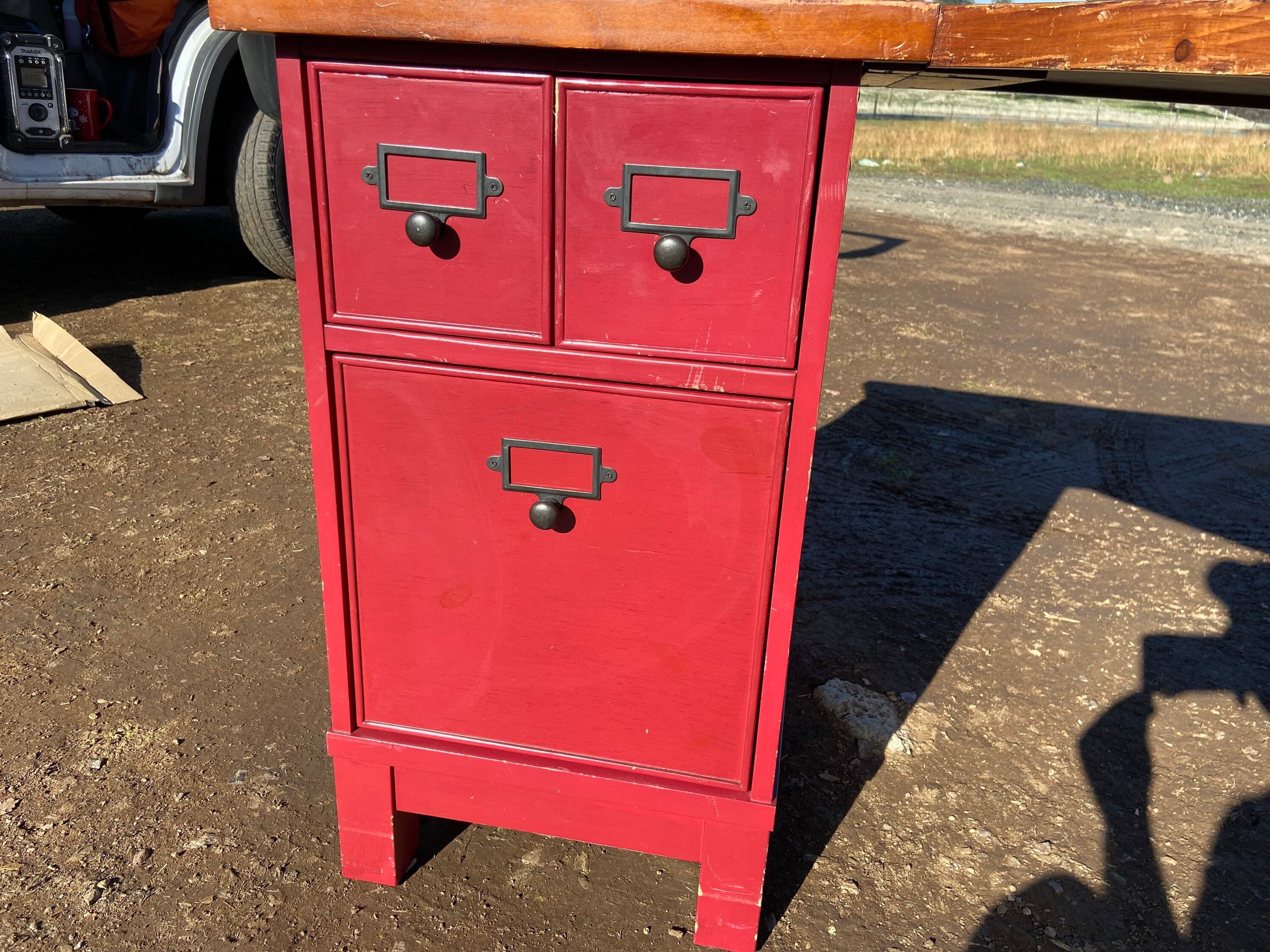 Pottery barn farmhouse rustic distressed wood desk set - Thumbnail 6