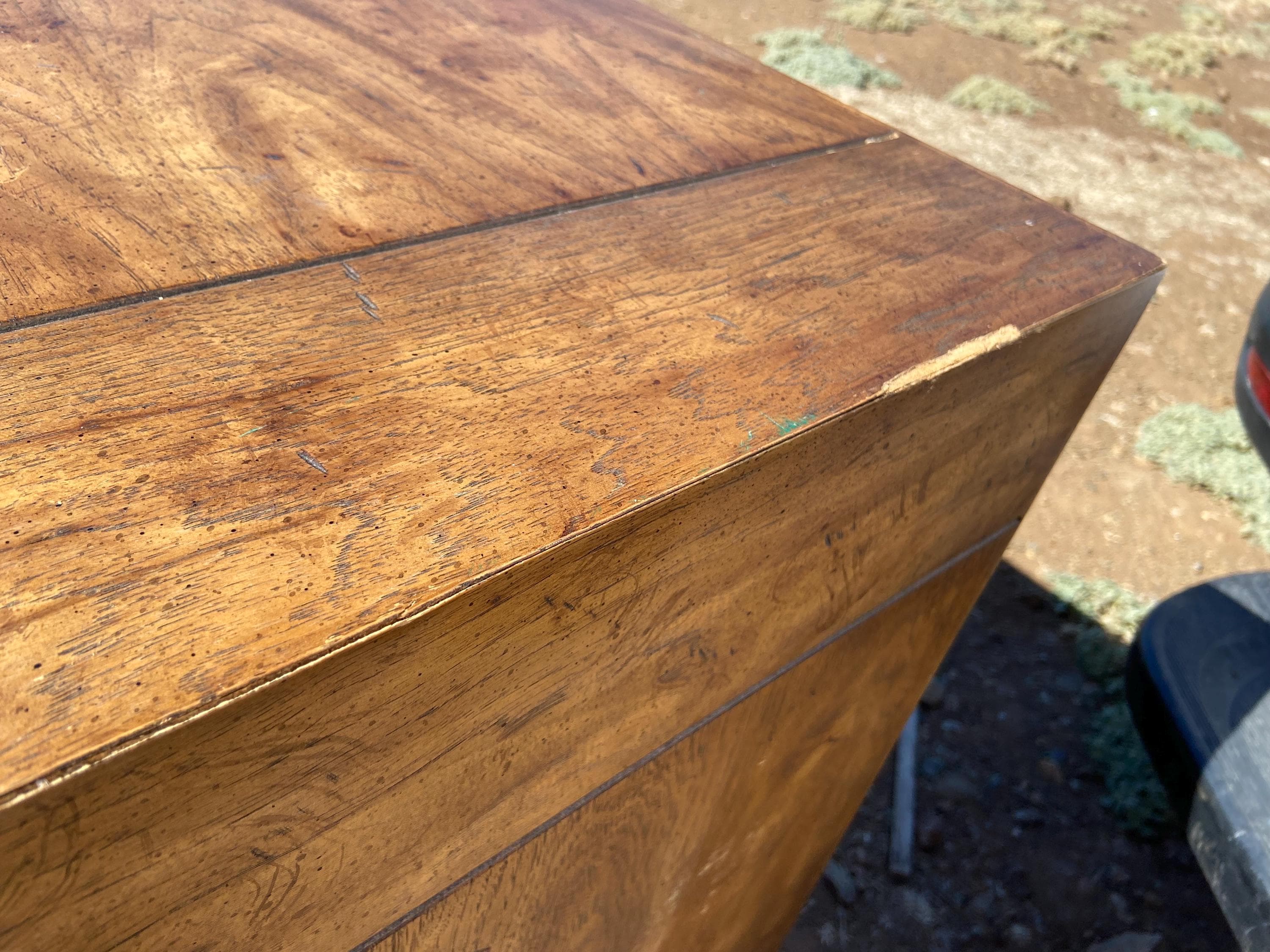 vintage mid century modern Drexel campaign desk some surface damage - Thumbnail 2