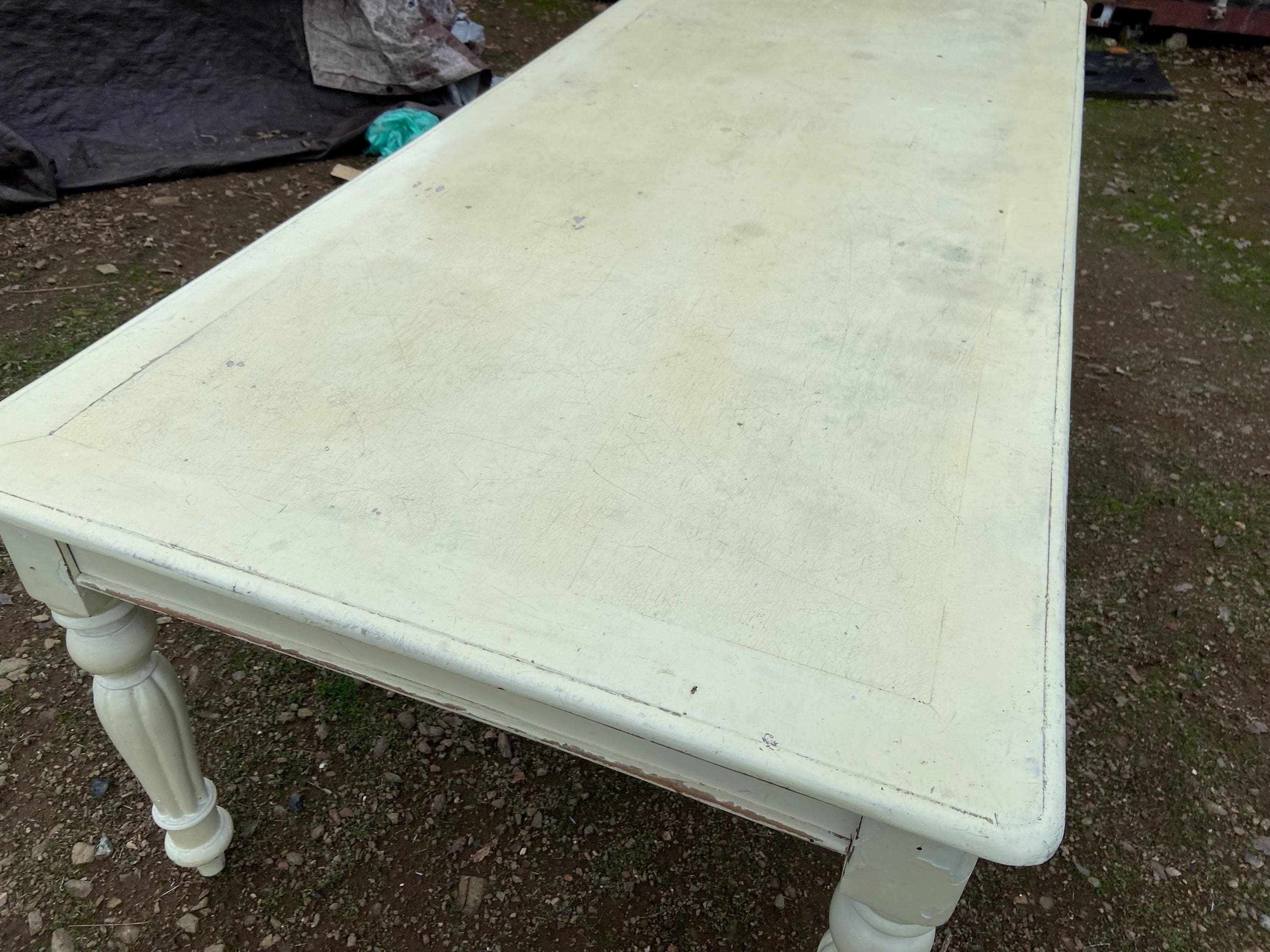 Antique Rustic Pine Farmhouse Shabby  Chick Dining Room Kitchen Table - Thumbnail 7