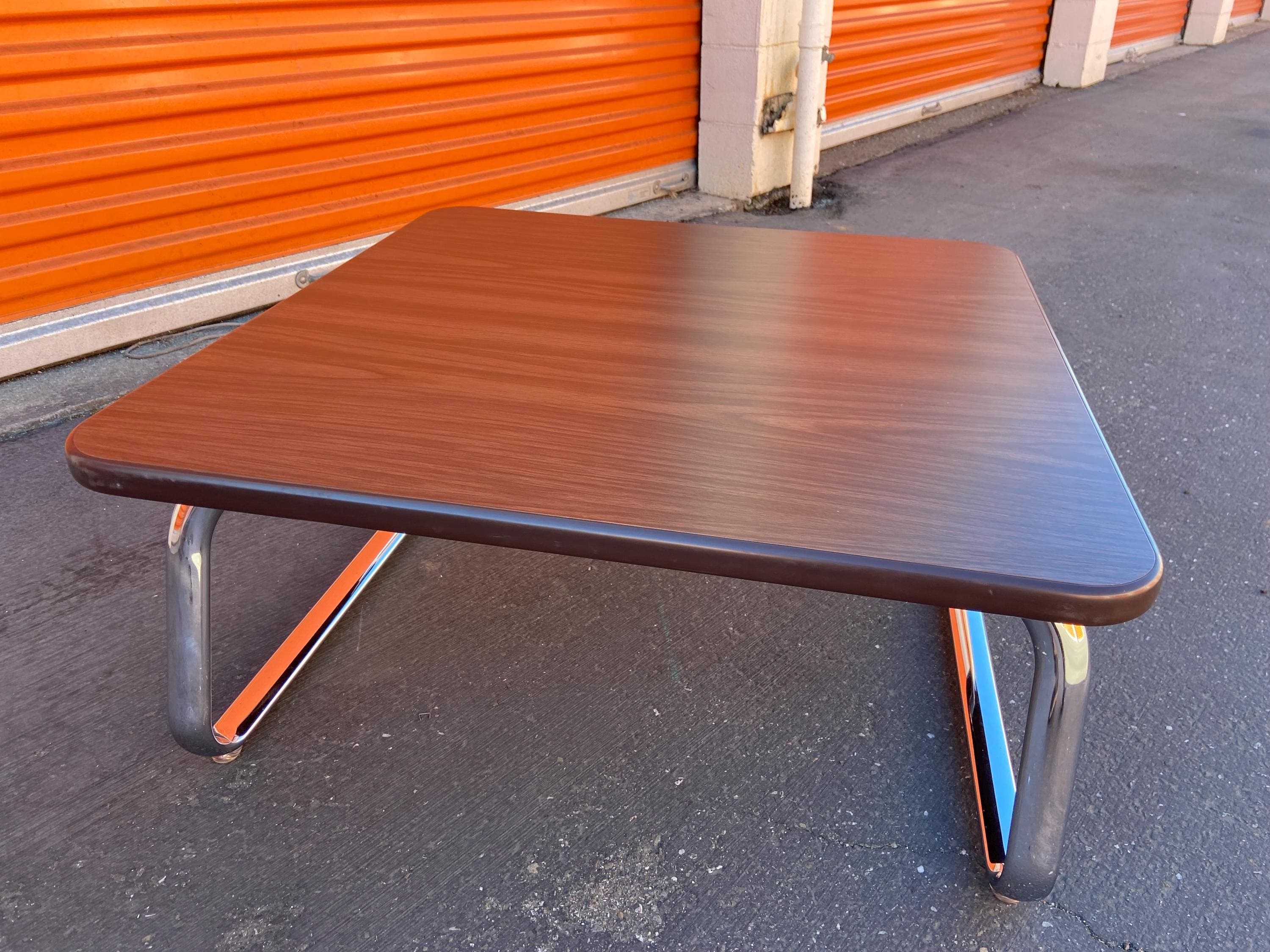 steelcase vintage mid century modern chrome tubular coffee table - Thumbnail 6