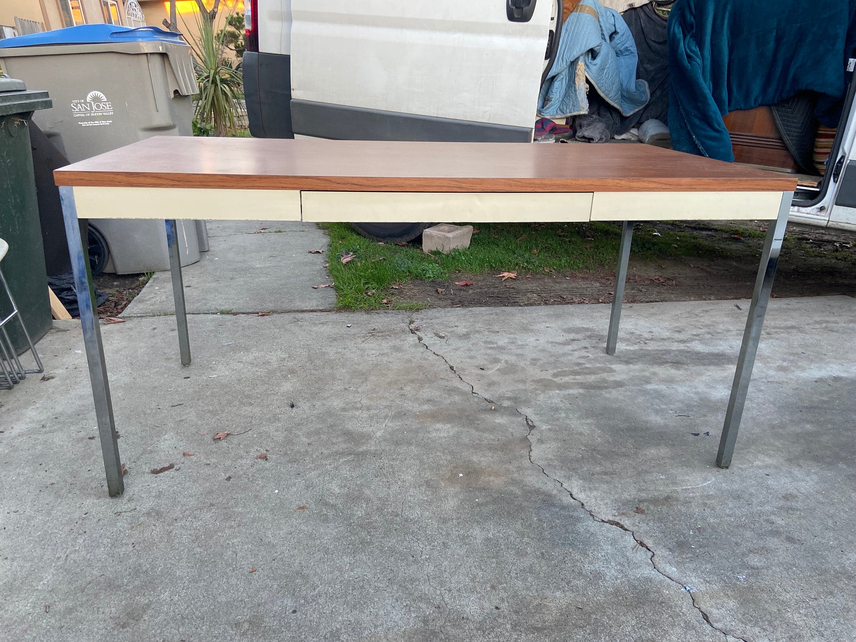Steelcase vintage mid century modern metal table desk - Thumbnail 4