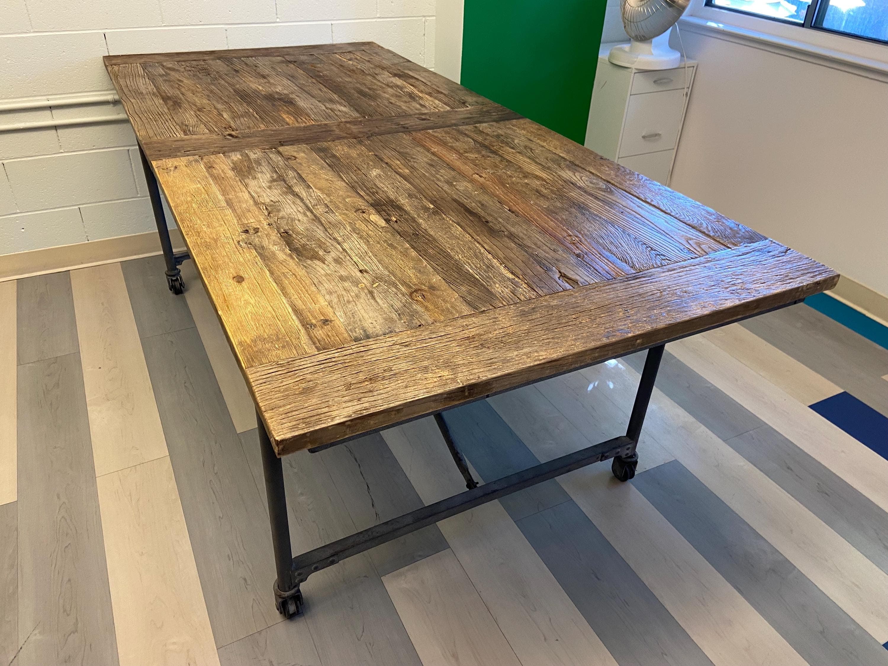 Restoration Hardware reclaimed wood dining kitchen conference room table - Thumbnail 2