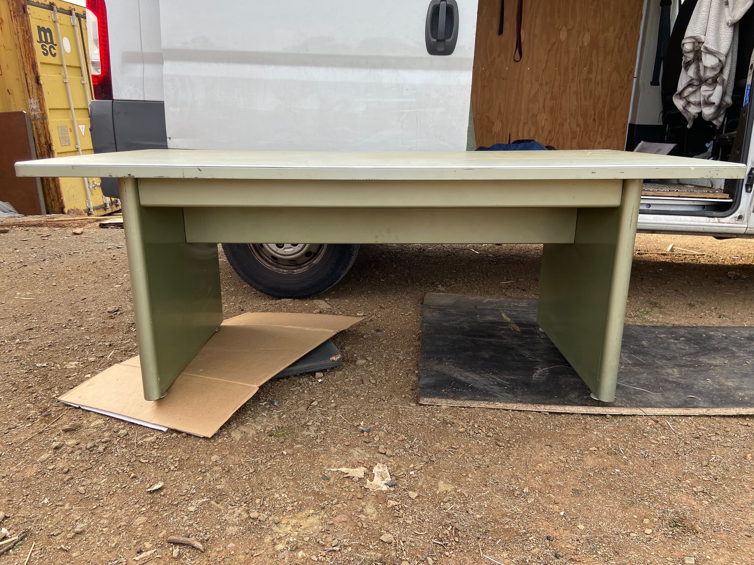 Vintage mid century modern metal tanker desk - Image 1