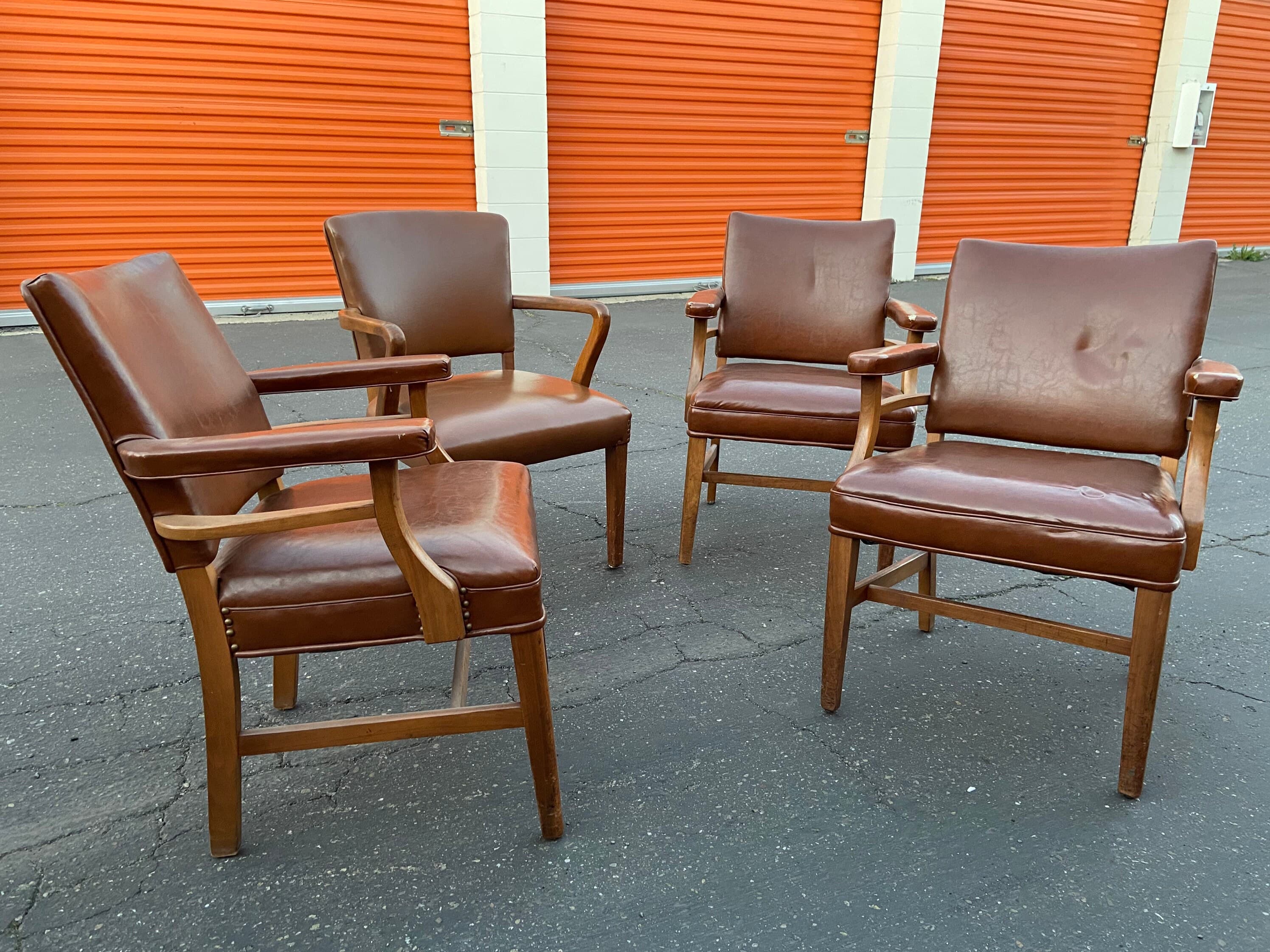 Vintage leather office chairs - Thumbnail 7