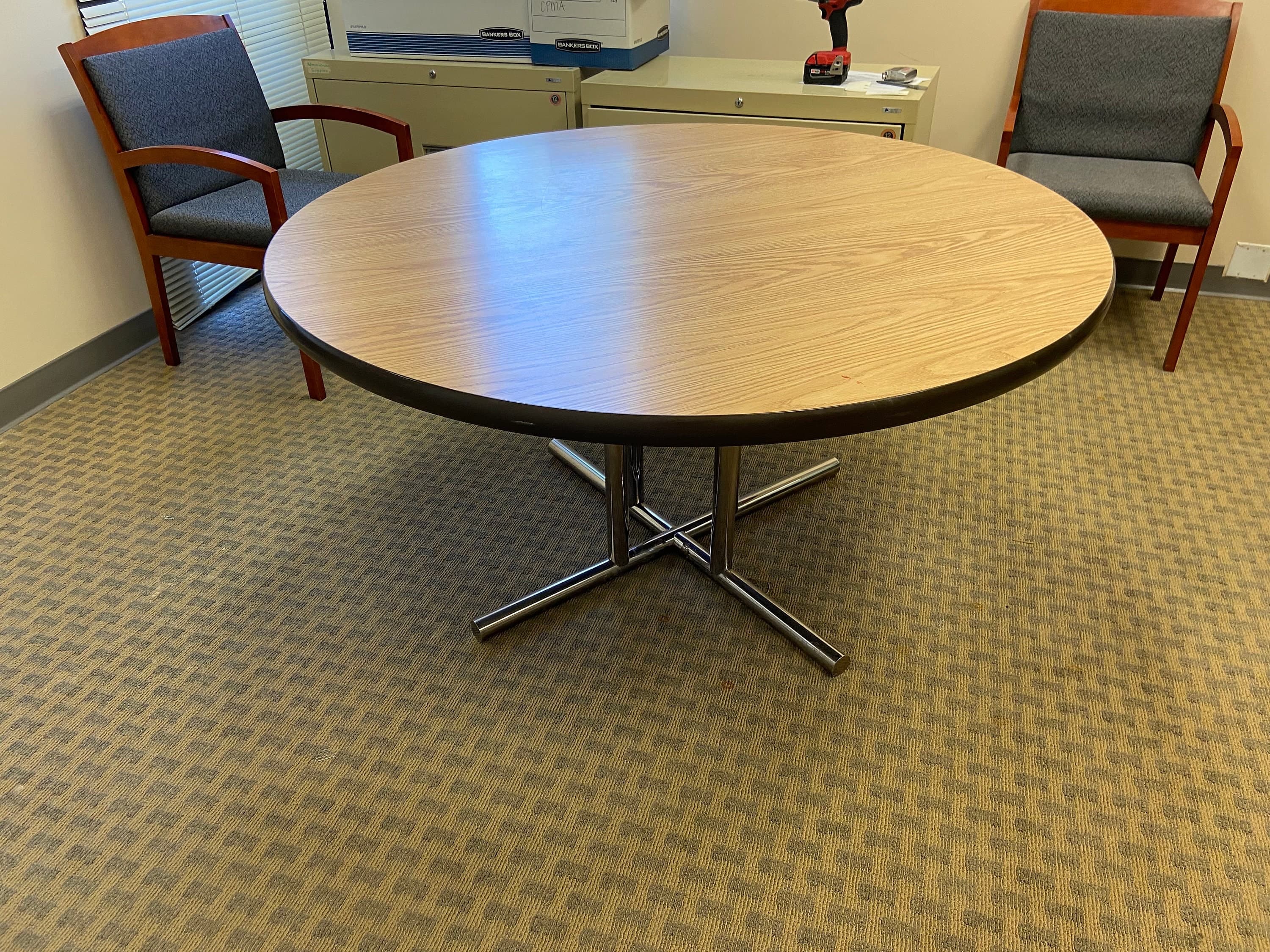 vintage mid century modern round conference table - Thumbnail 9