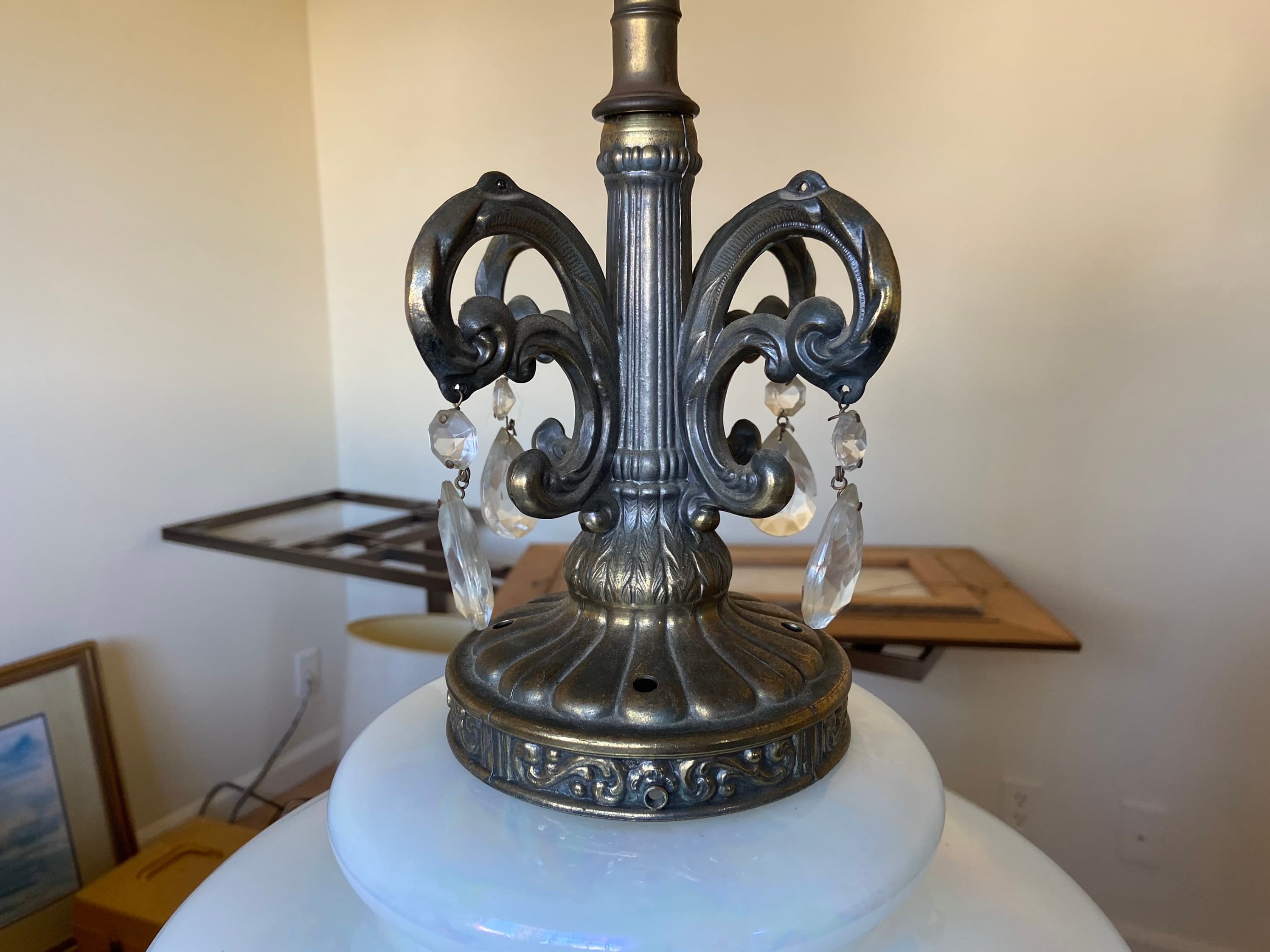 Vintage 1970’s pair of iridescent glass EF & EF industries Inc table lamps - Thumbnail 6