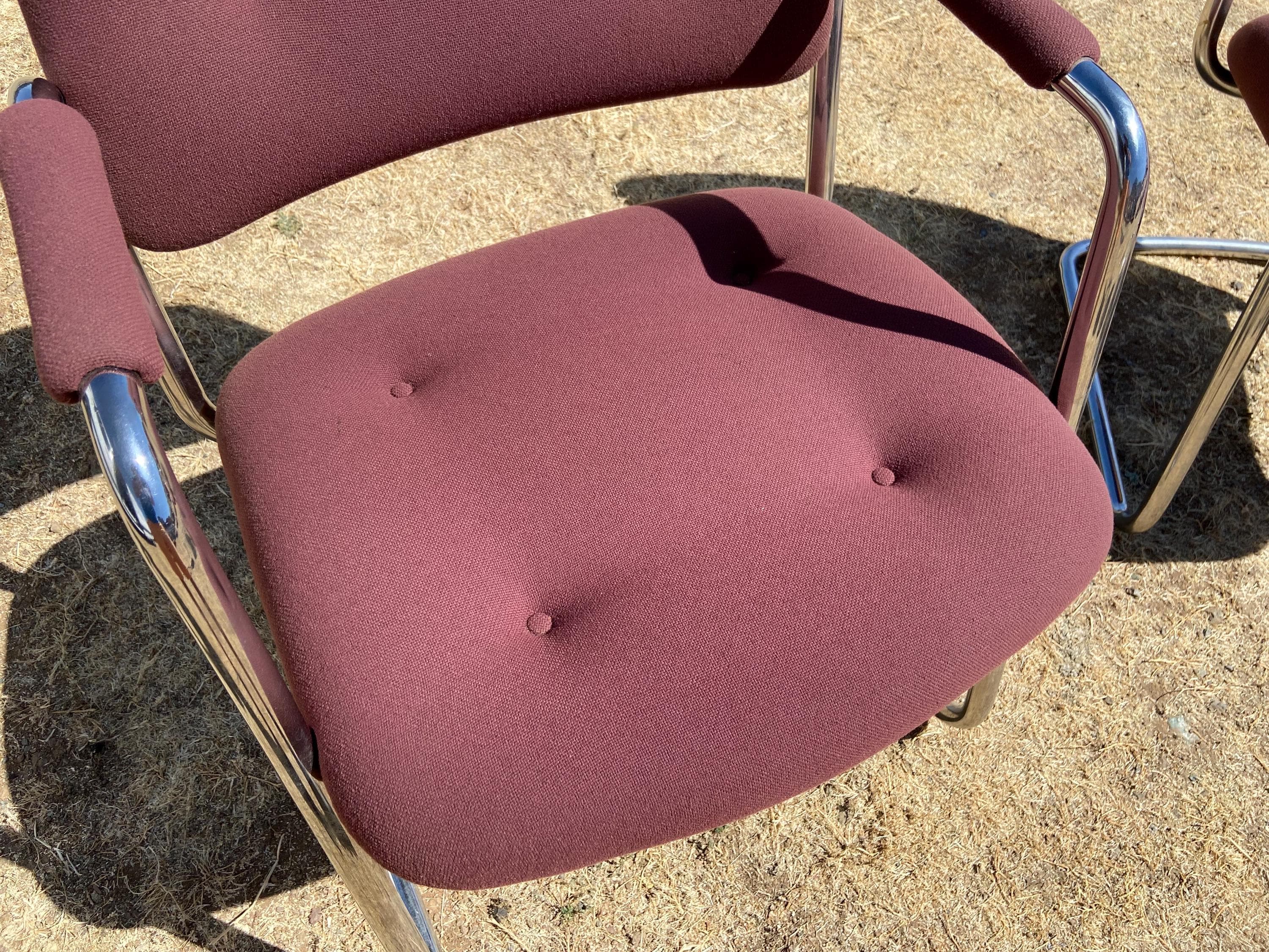 Steelcase Cantilevered chrome fabric accent chair set of 6 - Thumbnail 5