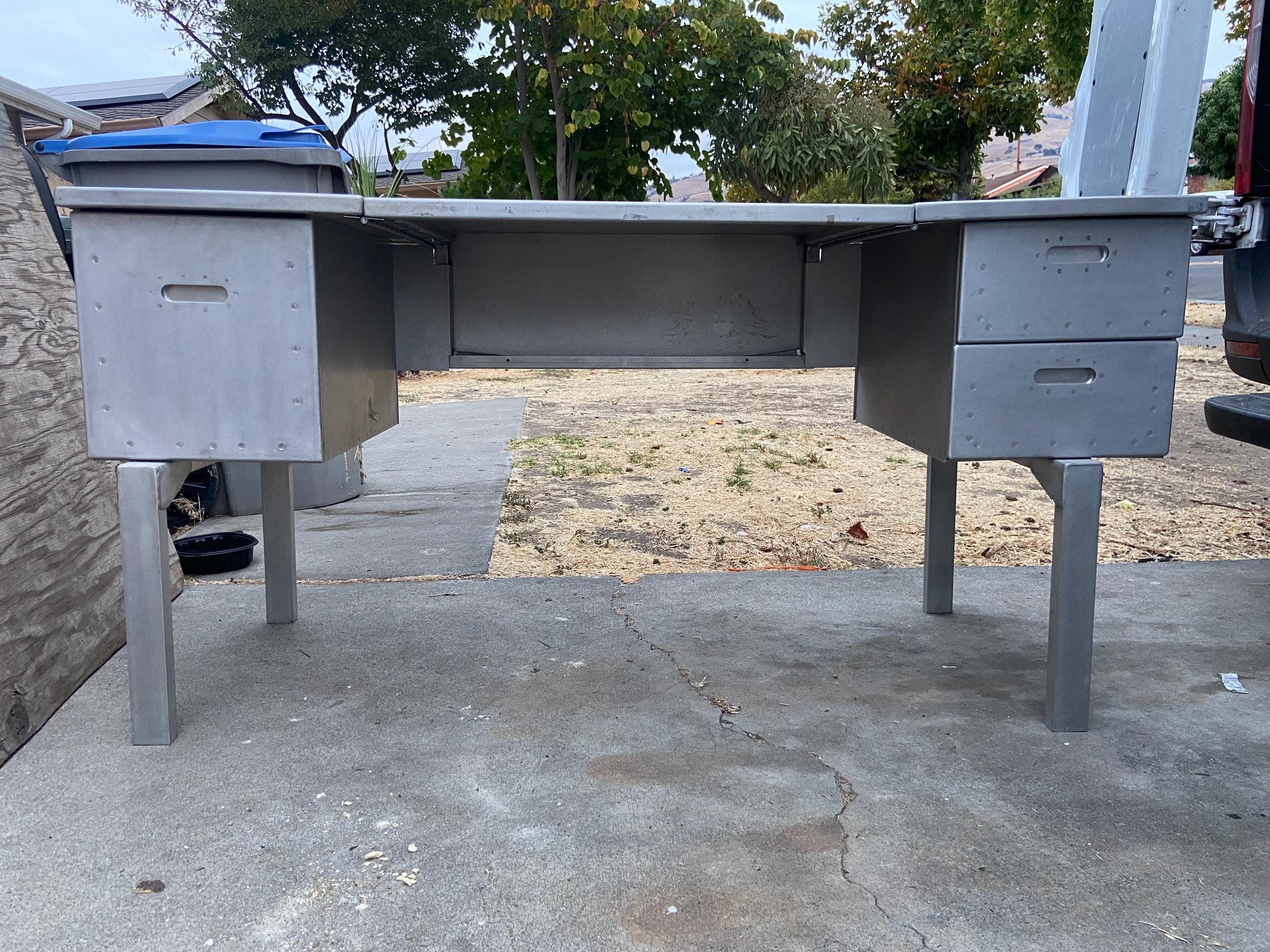 vintage military aluminum folding field tanker desk WWII era - Image 1