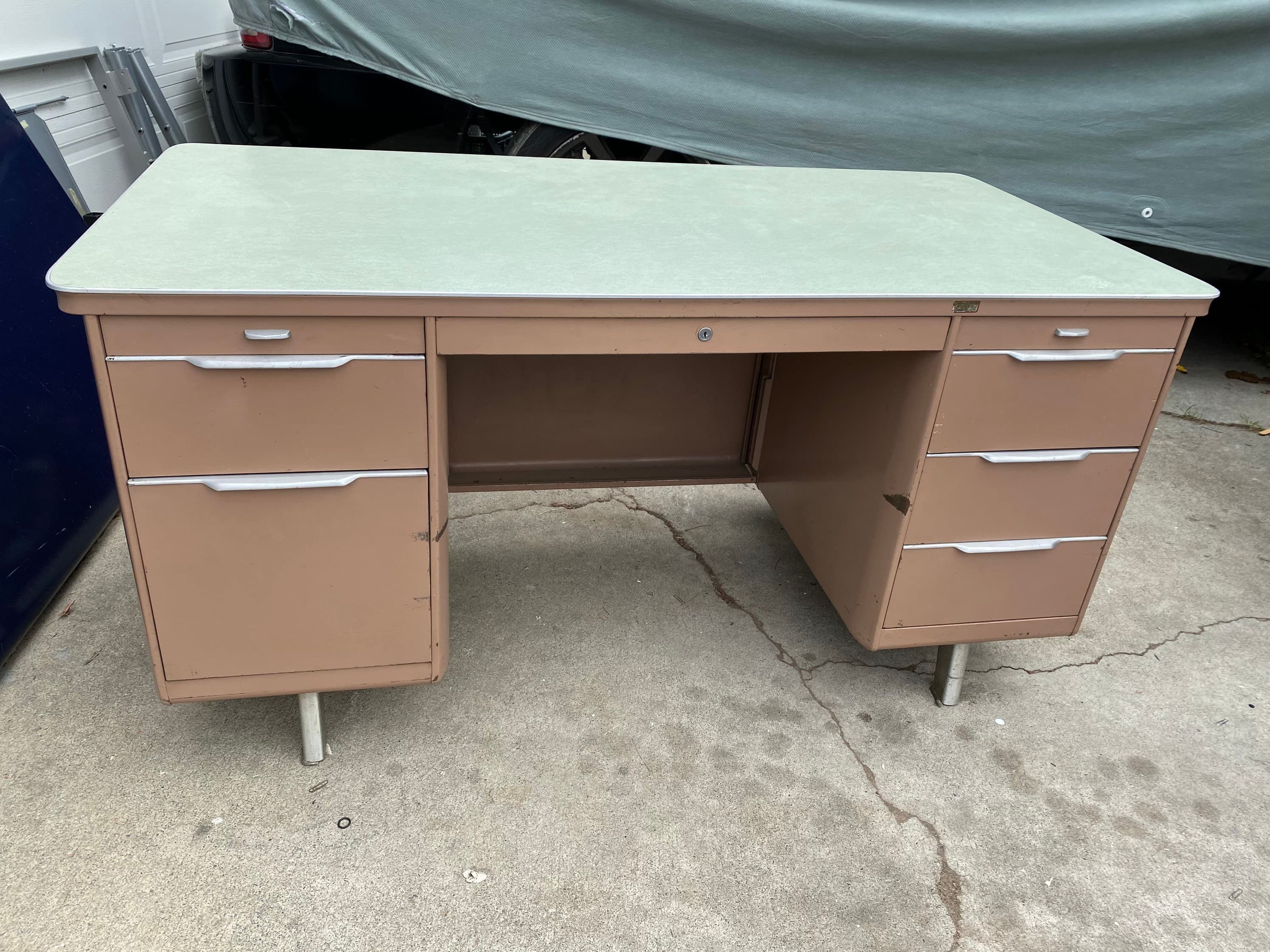 General fireproofing vintage metal tanker desk - Image 1