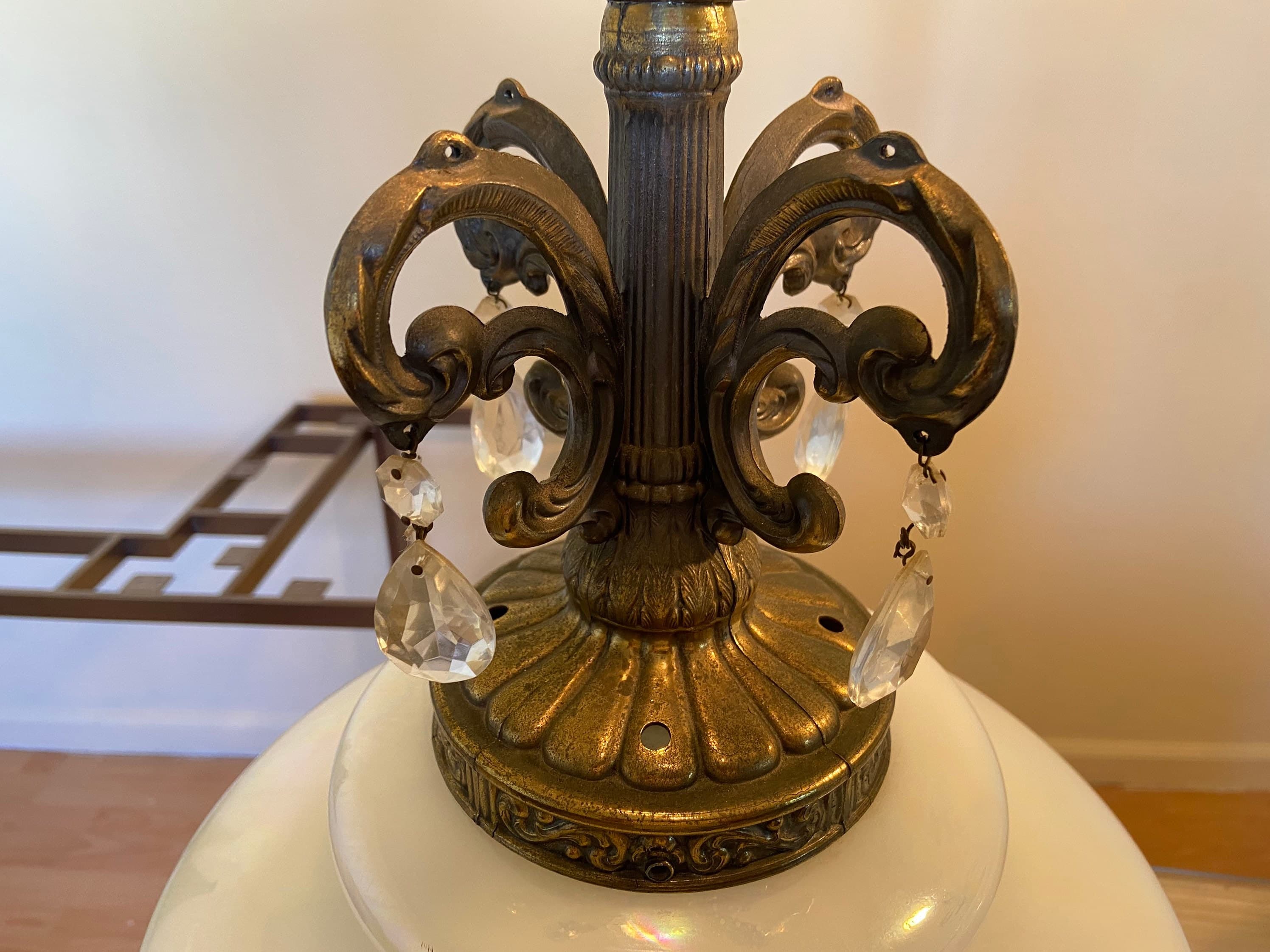 Vintage 1970’s pair of iridescent glass EF & EF industries Inc table lamps - Thumbnail 3